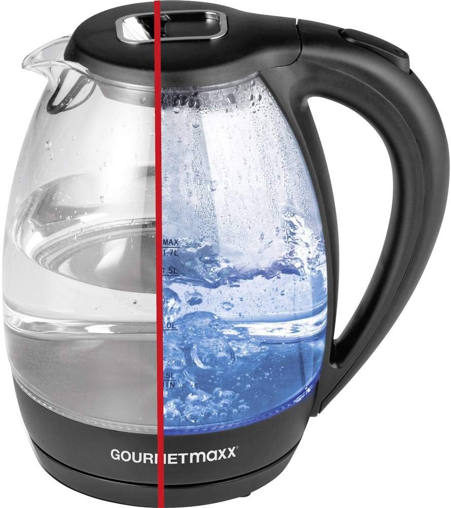 GourmetMaxx 07971 Wasserkocher schnurlos Schwarz, Glas — Ansicht 2