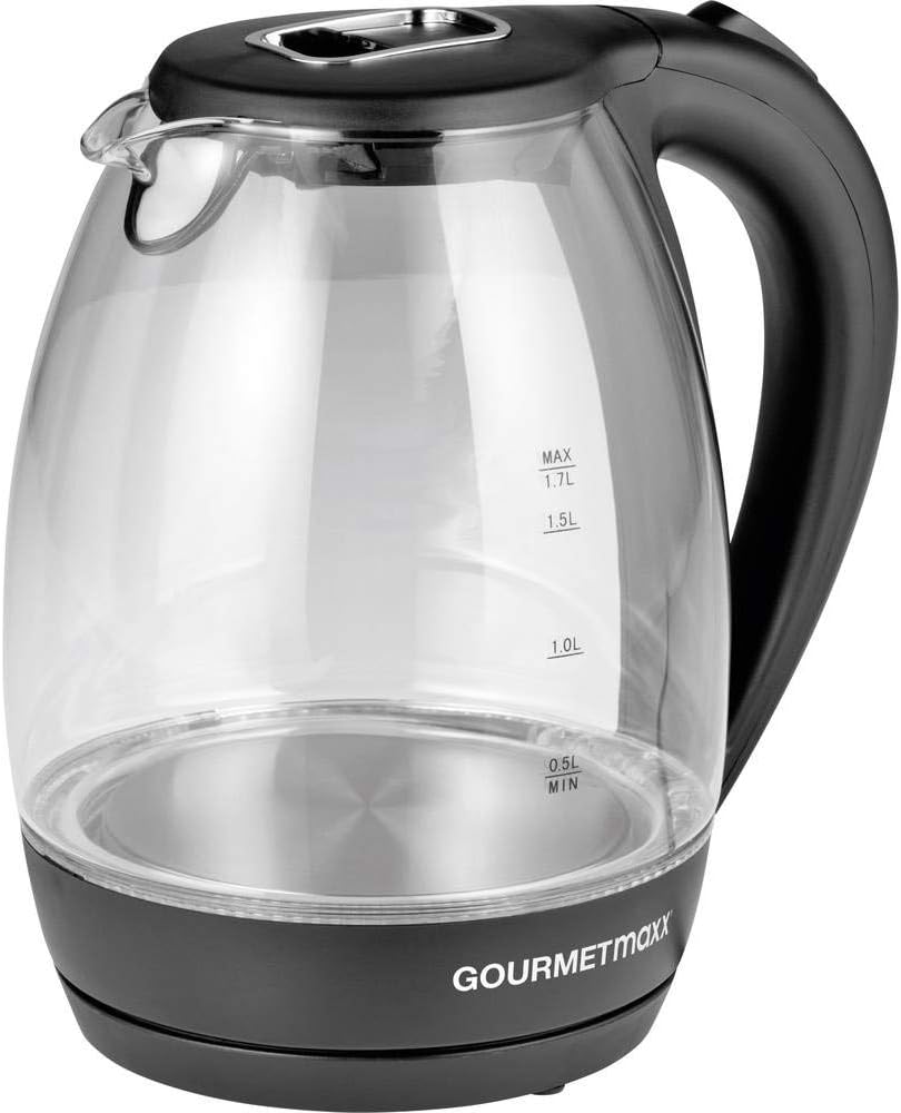 GourmetMaxx 07971 Wasserkocher schnurlos Schwarz, Glas — Ansicht 3