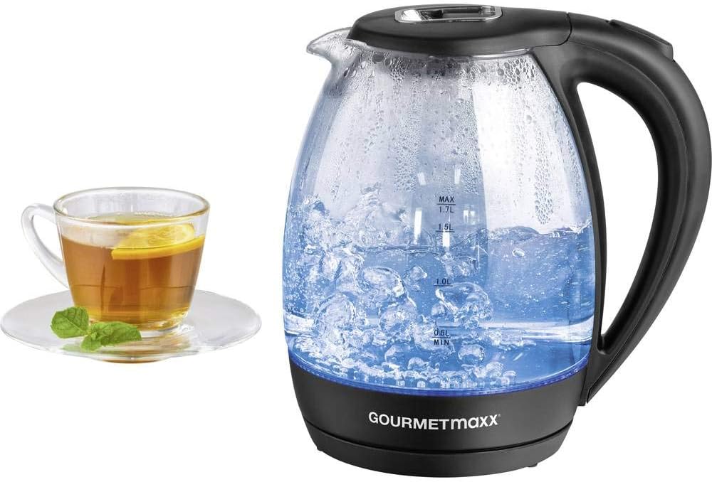 GourmetMaxx 07971 Wasserkocher schnurlos Schwarz, Glas