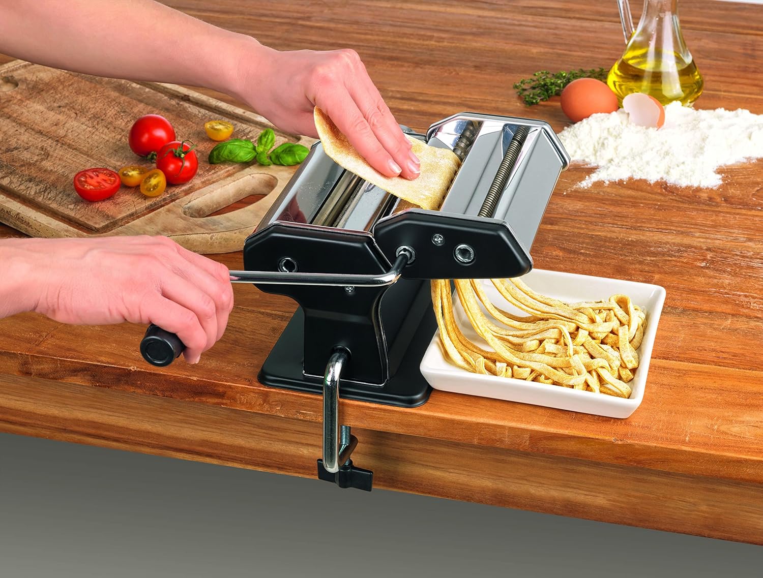 gourmetmaxx 09952 Nudelmaschine Pasta-Profi | Edelstahl | Teigroller | Nudelherstellung | Nudelkurbel — Ansicht 5