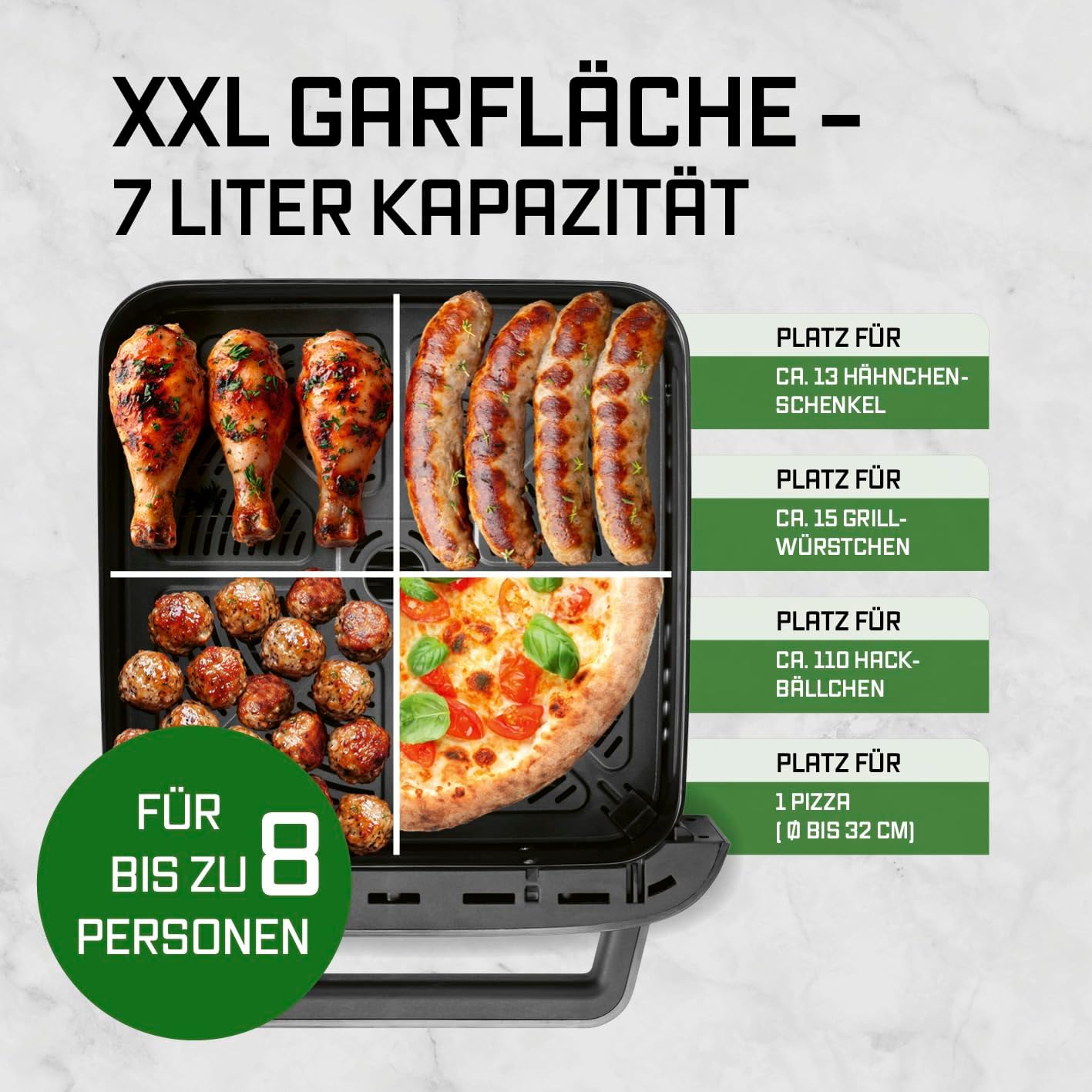 GOURMETmaxx AirGenius Heißluftfritteuse - 7 L Airfryer | Fritteuse mit XXL-Garfläche & 10 Programmen | Minibackofen - fettarm frittieren für max. 8 Personen | Heißluftfritteuse mit Farbdisplay — Ansicht 5