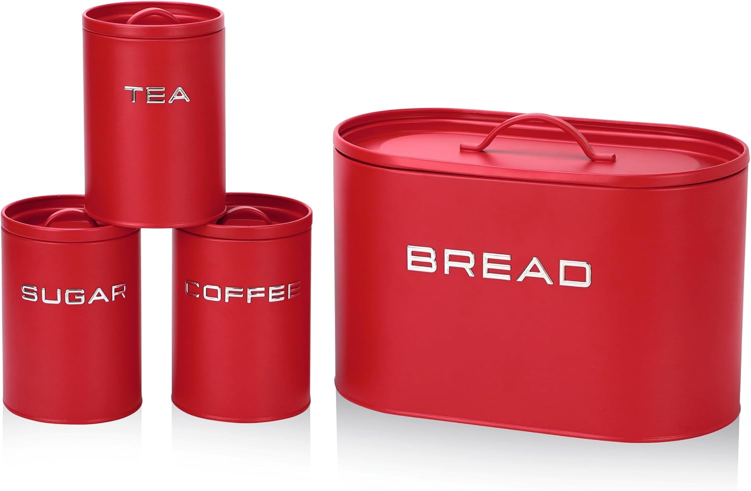 GOURMETmaxx Brotkasten inkl. Vorratsdosen-Set - 8-tlg. Set | Stilvolle & luftdichte Metalldosen mit Deckel und Beschriftungen für Brot, Kaffee, Tee & Zucker | Aromadicht für frische Lebensmittel