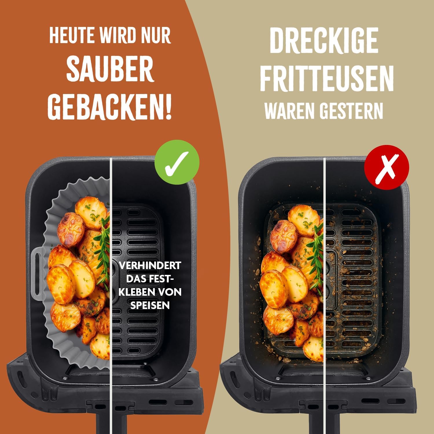 GOURMETmaxx BY KITCHBO Silikon-Backform 2er Set rechteckig 20x14cm, 5cm Höhe für fast alle Heissluft-Fritteusen ab 4 Liter | Perfektes Frittieren ohne Ankleben, wiederverwendbar, optimale Zirkulation — Ansicht 4