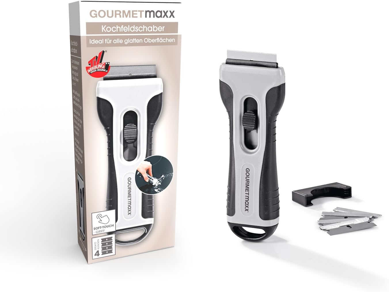 GOURMETmaxx Ceranfeldschaber | Geeignet für Ofen, Induktions-Herd & Mikrowelle | Für eine schonende Reinigung gegen hartnäckigen Schmutz | Für Glas, Keramik & Fliesen | Kochfeldkratzer mit 4+1 Klingen — Ansicht 5