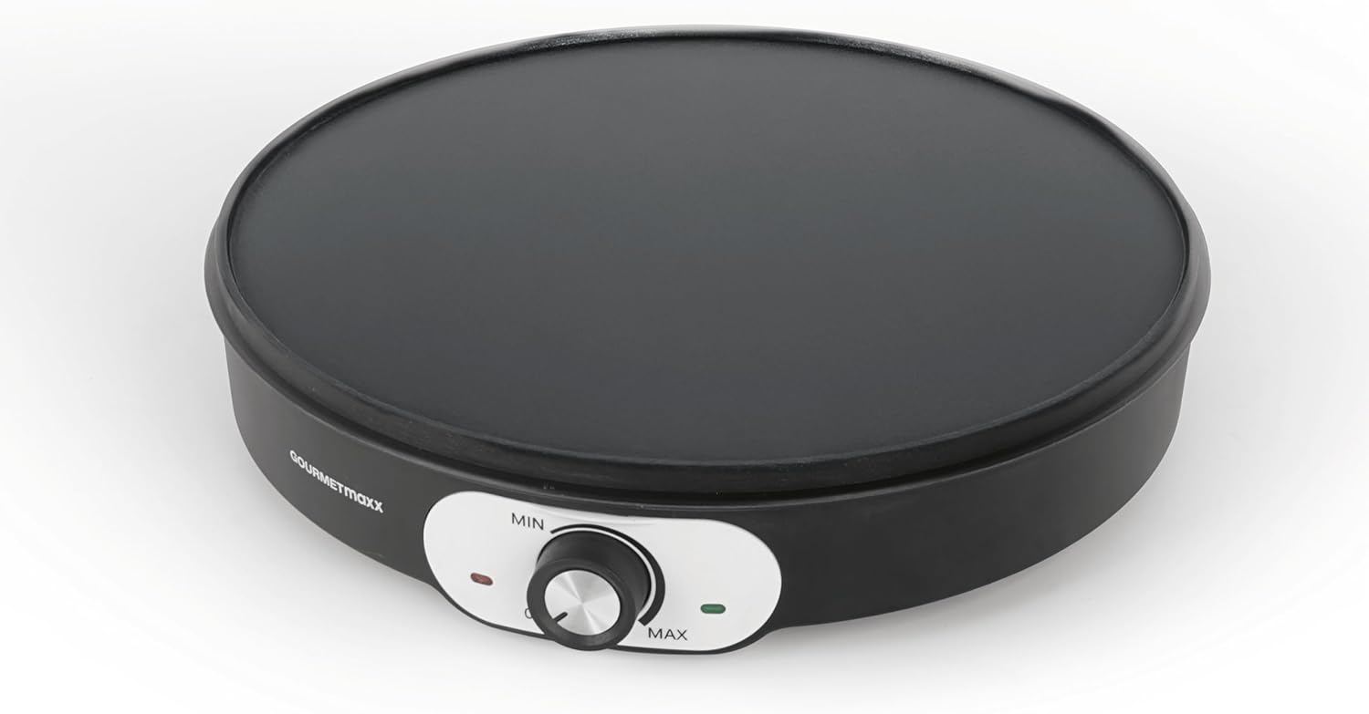 GOURMETmaxx Crepes Maker 30 cm Antihaft-Platte | 1200W Crepesplatte mit Temperaturregler | Crepes Eisen mit Dual-Leuchtanzeige | inkl. Holz-Teigverteiler & Wender | Crepe Maker für süß & herzhaft — Ansicht 2