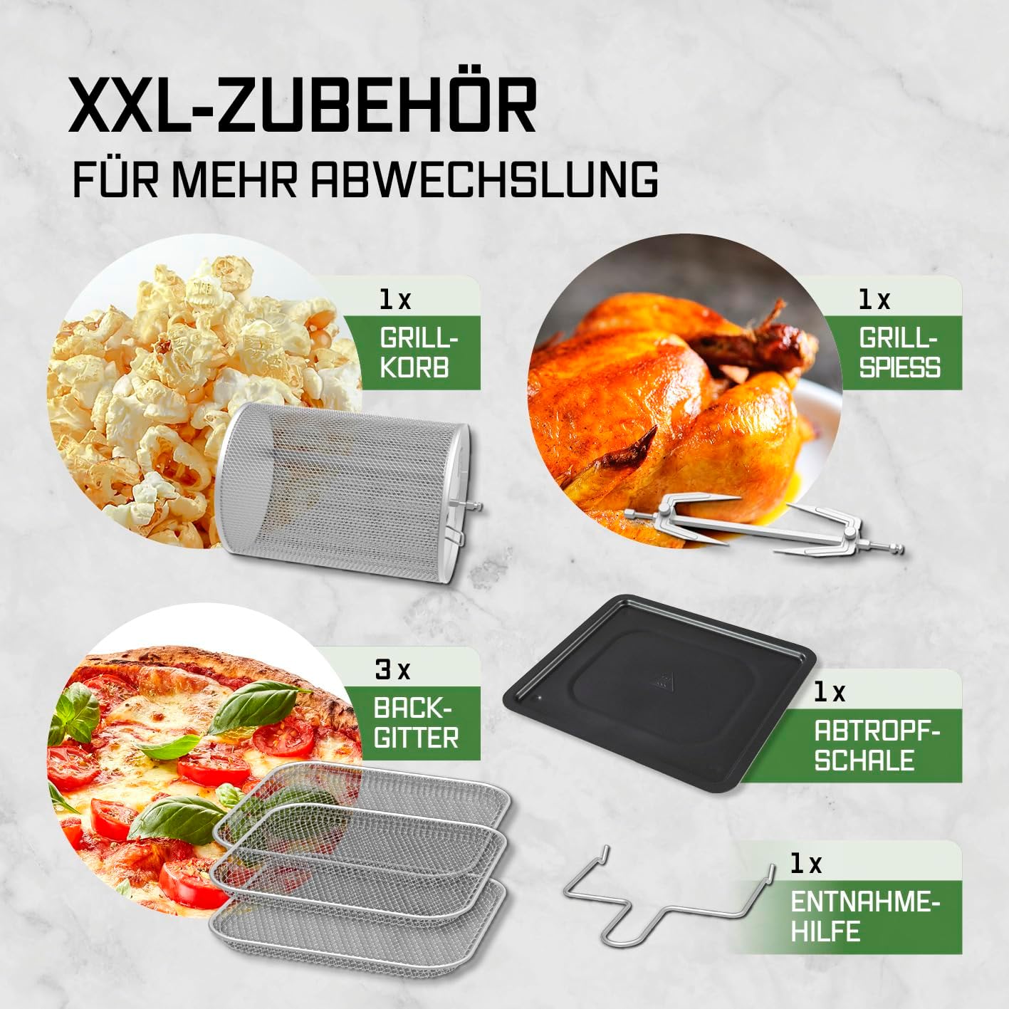 GOURMETmaxx Digitale Heißluftfritteuse 12 L, XXL-Edelstahl-Ofen | Airfryer + Timer, Touchdisplay, Drehspieß | fettarm, energiesparend frittieren | 10 Programme inkl. Pizza | 1800 W — Ansicht 5