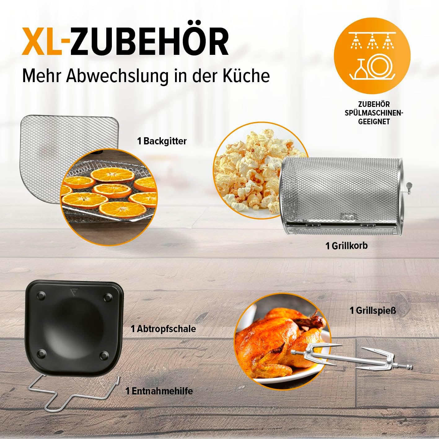 GOURMETmaxx Digitale Heißluftfritteuse 12L XXL-Ofen | Airfryer mit Timerfunktion, Touchdisplay, Drehspieß & Backgitter | fettarm, energiesparend frittieren | 8 Programme, 1800 W — Ansicht 5