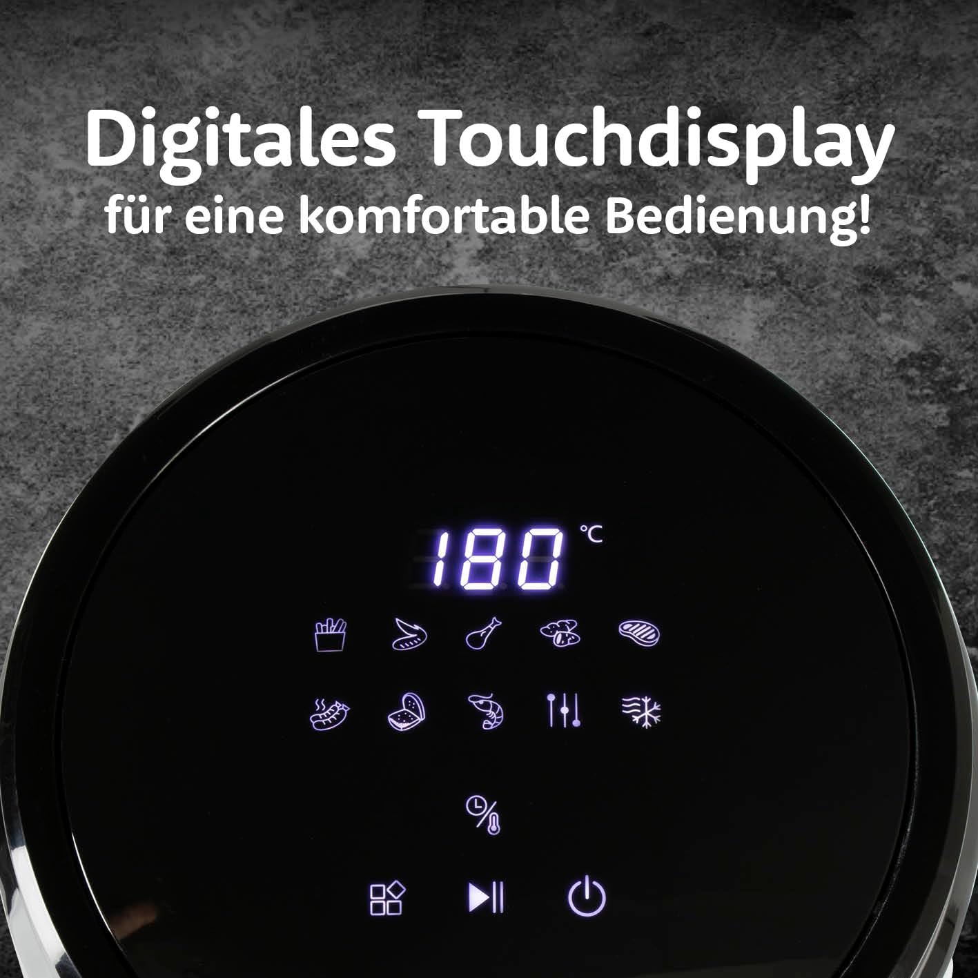 GOURMETmaxx Digitale Heißluftfritteuse 3,3 Liter | AirFryer mit Glas-Korb für ideale Sichtkontrolle | Fettfreies Frittieren mit Timerfunktion für punktgenaues Garen | 1400 W [schwarz/transparent] — Ansicht 5