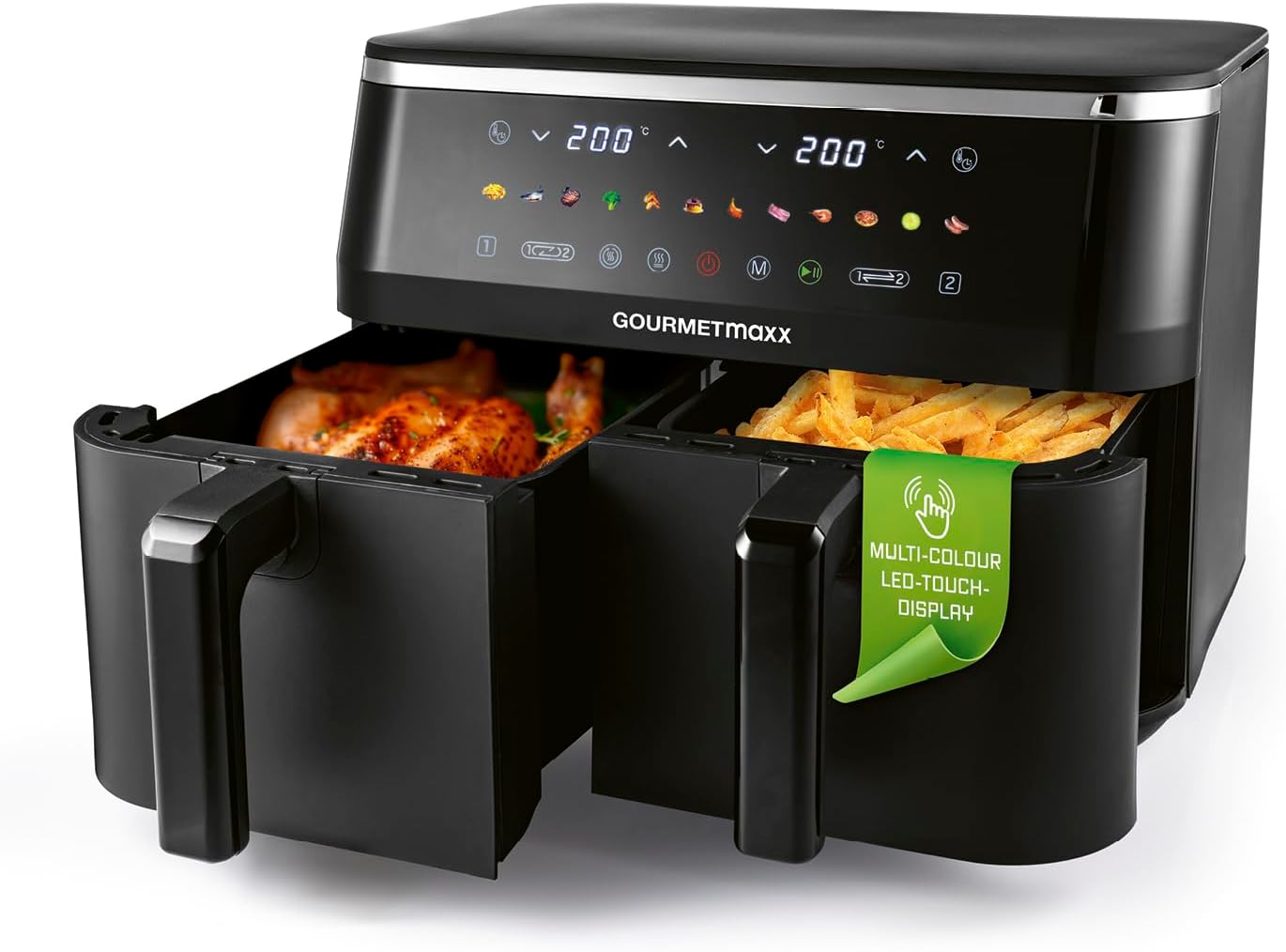 GOURMETmaxx Doppelkammer Heißluftfritteuse - 2 x