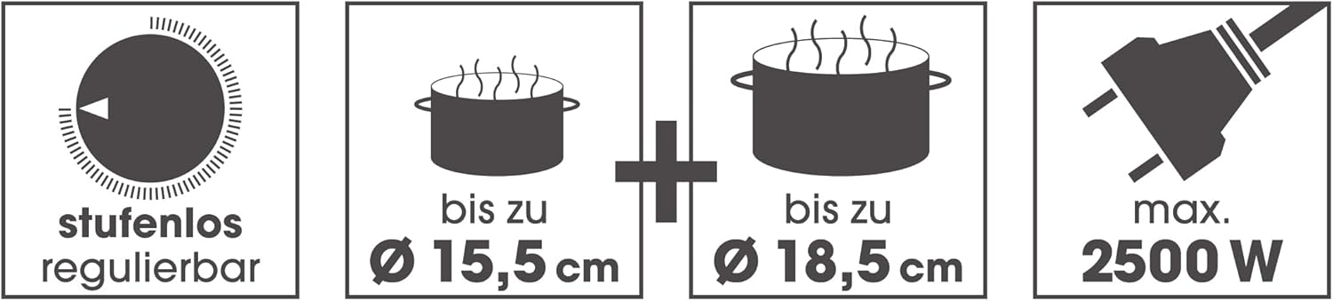 GOURMETmaxx elektrische Doppel-Herdplatte | Doppelkochplatte mit stufenloser Temperaturregelung | 2 Kochfelder - ∅ 15,5 & 18,5 cm | Kompaktes & mobiles Design | Ideal für Camping, Büro & kleine Küchen — Ansicht 3