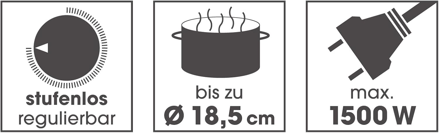GOURMETmaxx Elektrische Kompakt-Herdplatte | 1500W, Stufenlose Temperaturregulierung | Integrierter Thermostat | Kontrollleuchte, Ideal für Camping, Büro & kleine Küchen | Für Töpfe bis 18,5 cm — Ansicht 4