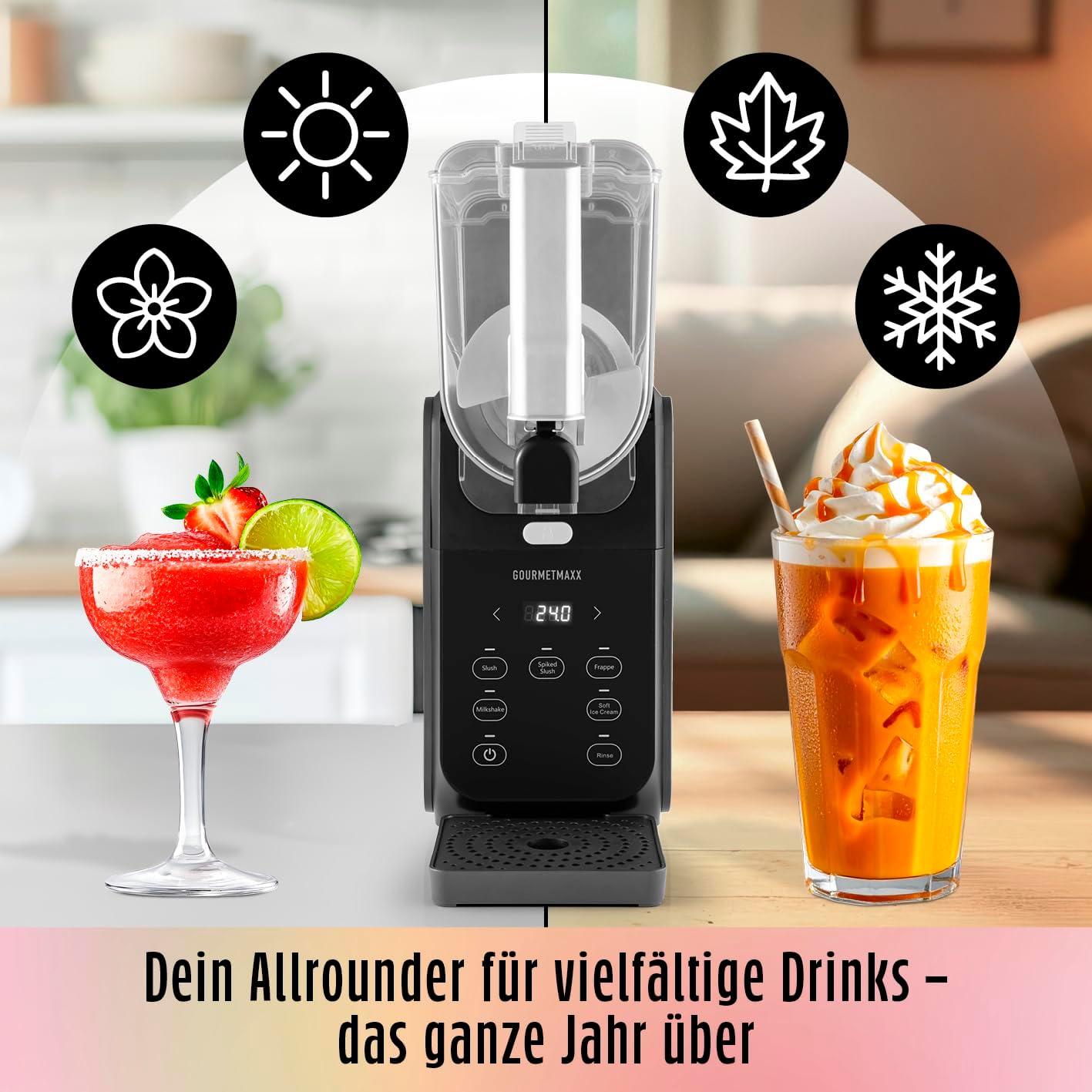 GOURMETmaxx FreezeUp Slush Eis Maschine | Slush Ice Maker mit 5 Modi | Slushmaschine für Slushies, Milchshakes, Softeis etc. | Slush Maker elektrisch – 2,8 L | Eismaschine Slush für bis zu 10 Personen — Ansicht 3