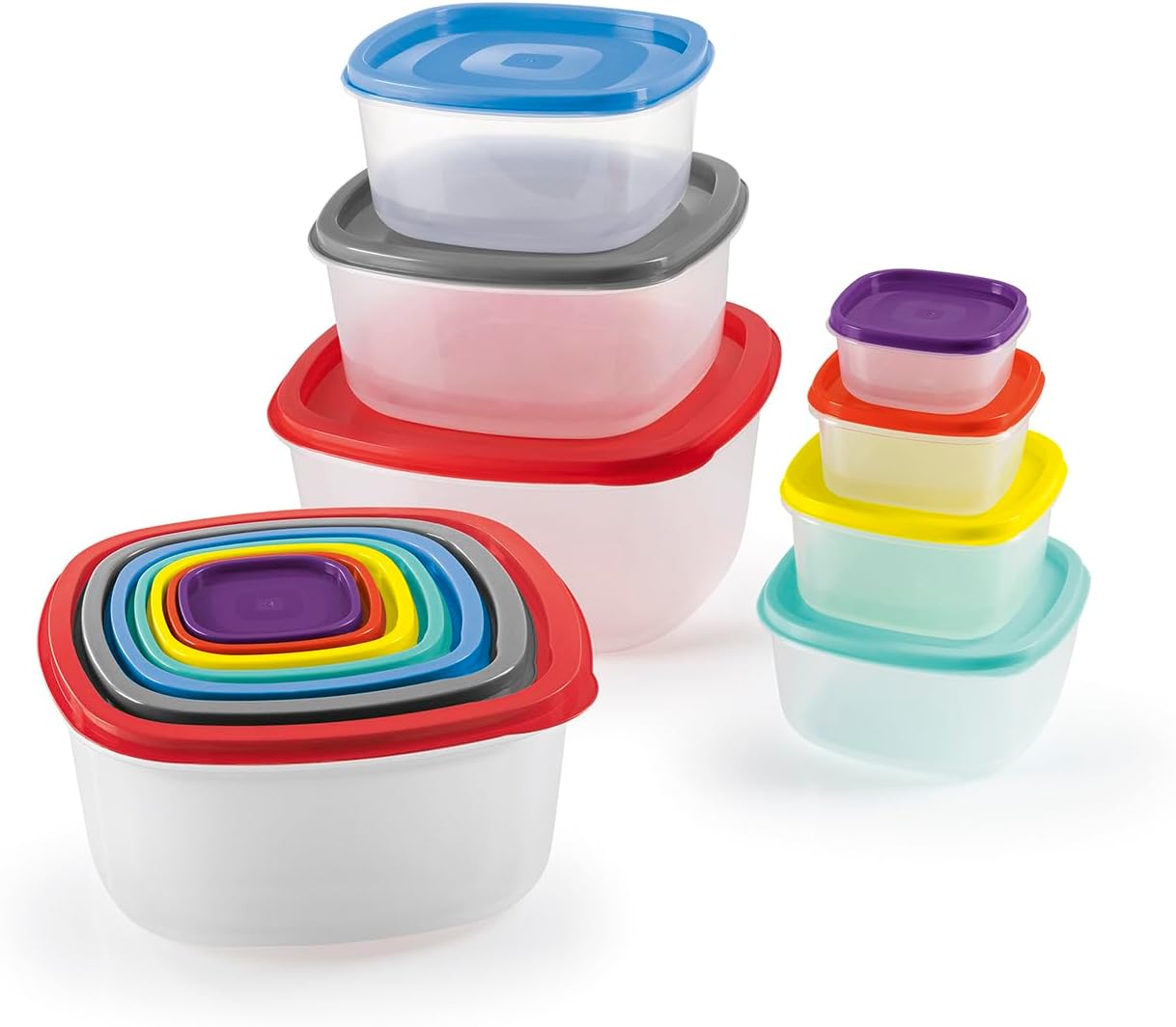 GOURMETmaxx Frischhaltedosen 28-tlg. Set | mehrfarbig inklusive Deckel | stapelbar, gefrier- & spülmaschinengeeignet