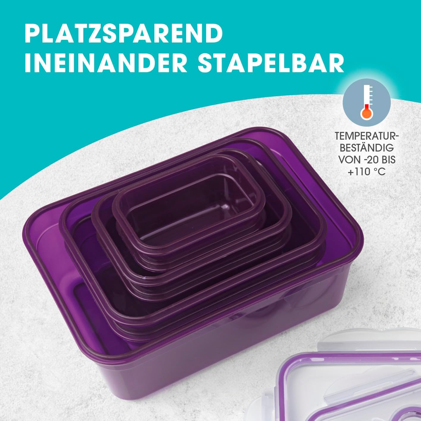 GOURMETmaxx Frischhaltedosen klick-it 18er Set | BPA-freie Vorratsdosen Spülmaschinen-, Mikrowellen-, und Gefriergeeignet | Luftdicht & Auslaufsicher & Stapelbar | Lebensmittelbehälter klein bis groß — Ansicht 6
