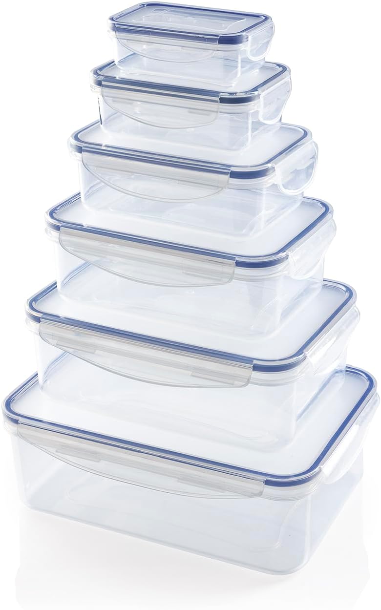 GOURMETmaxx Frischhaltedosen Klick-it | 6-teiliges Set (120–2500 ml) | Mikrowellen- & Gefrierschrankgeeignet | Auslaufsicher mit 4-fach-Klick-Verschluss | Stapelbar & Spülmaschinenfest — Ansicht 2