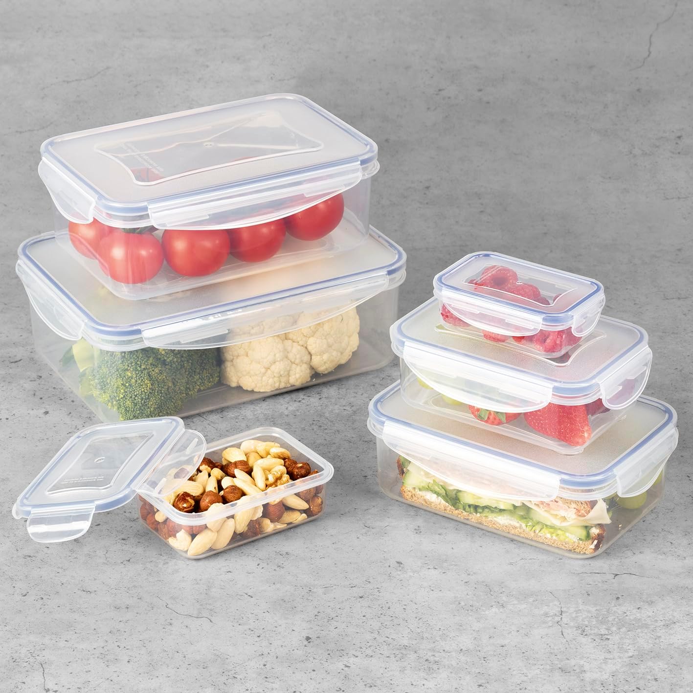 GOURMETmaxx Frischhaltedosen Klick-it | 6-teiliges Set (120–2500 ml) | Mikrowellen- & Gefrierschrankgeeignet | Auslaufsicher mit 4-fach-Klick-Verschluss | Stapelbar & Spülmaschinenfest — Ansicht 4
