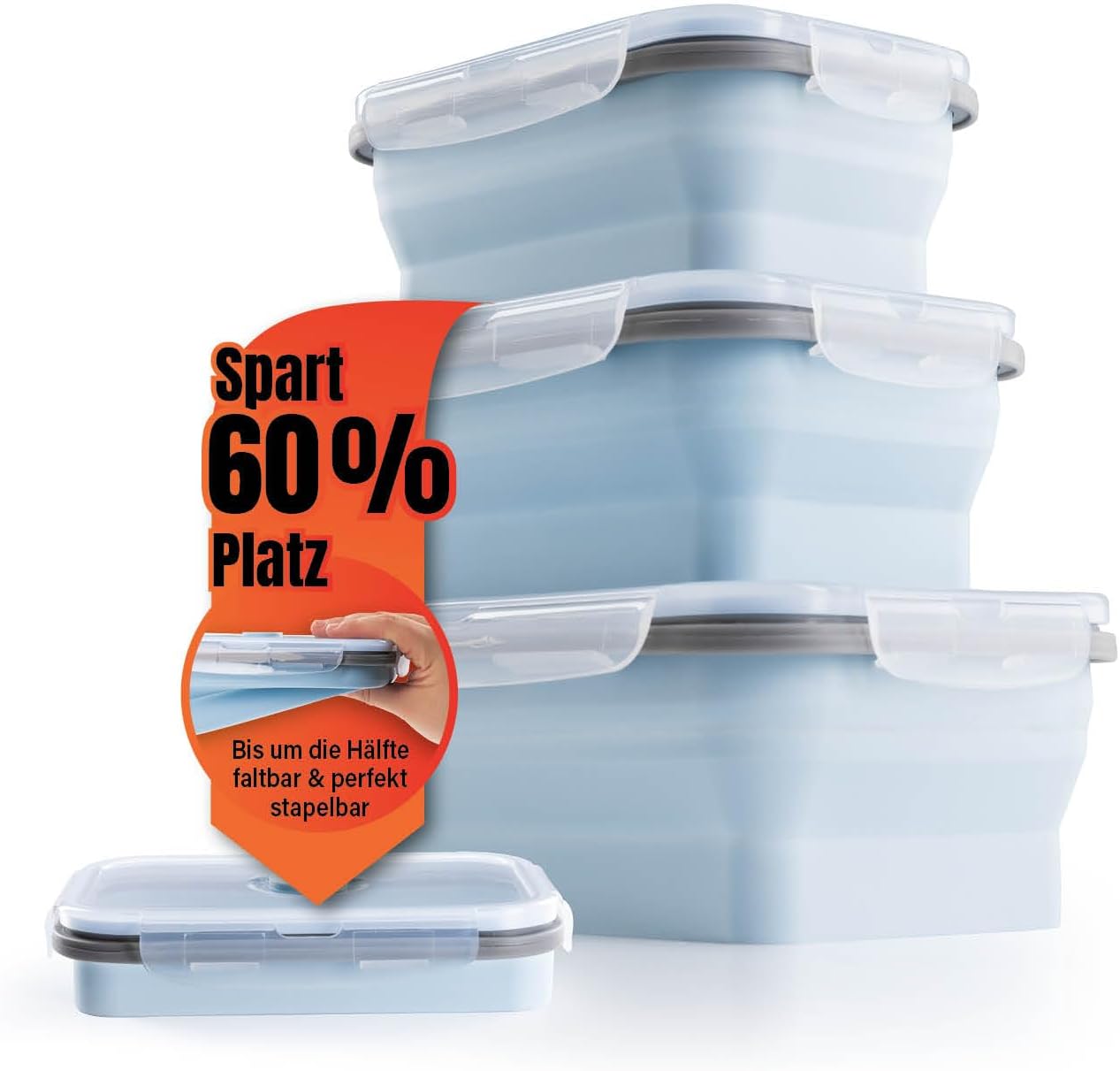 GOURMETmaxx Frischhaltedosen mit Deckel Klick-it 4-Dosen-Set | Zusammenfaltbare Aufbewahrungsboxen für Meal Prep | Luftdichte & auslaufsichere Vorratsdosen mit Deckel | BPA-frei & mikrowellengeeignet