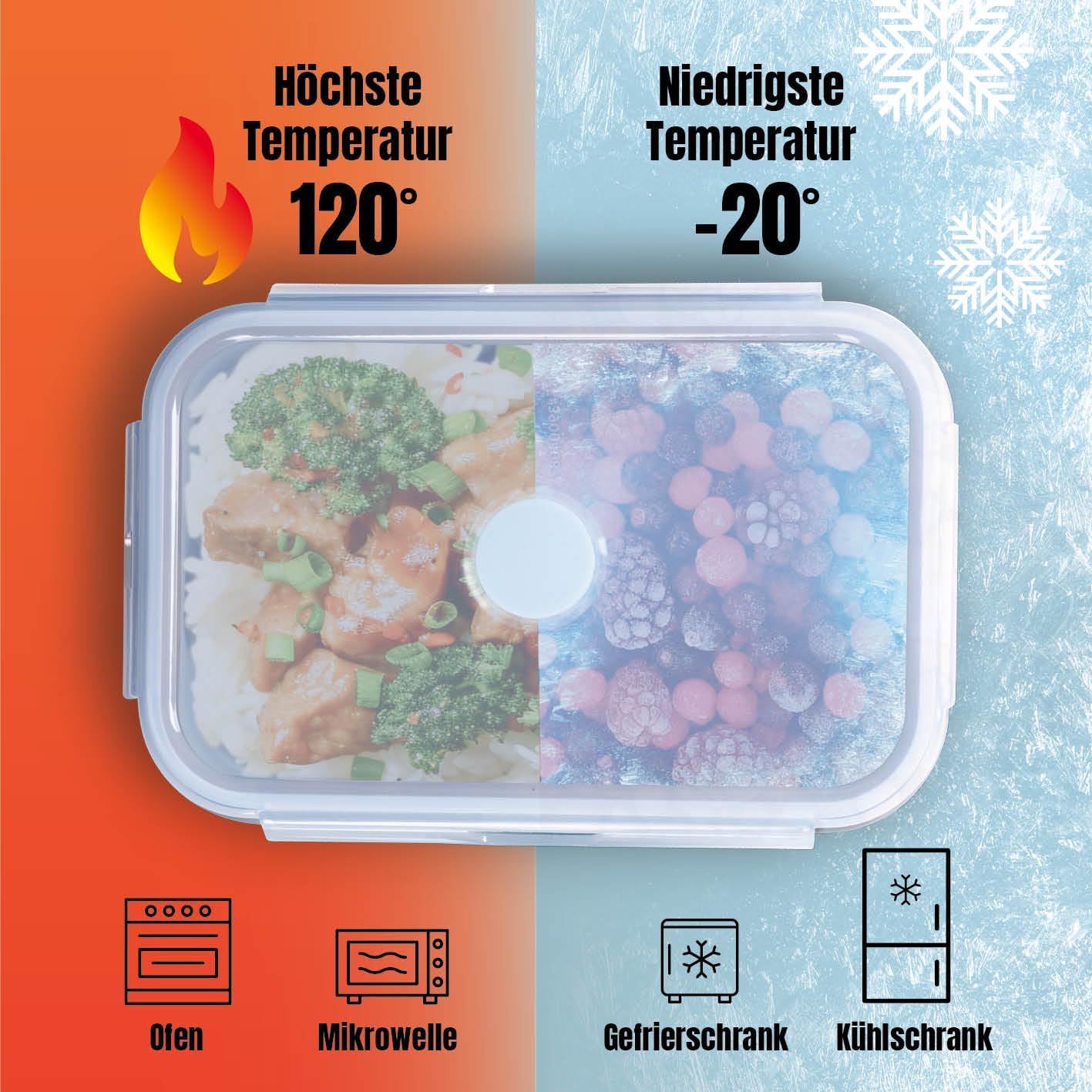 GOURMETmaxx Frischhaltedosen mit Deckel Klick-it 4-Dosen-Set | Zusammenfaltbare Aufbewahrungsboxen für Meal Prep | Luftdichte & auslaufsichere Vorratsdosen mit Deckel | BPA-frei & mikrowellengeeignet — Ansicht 5
