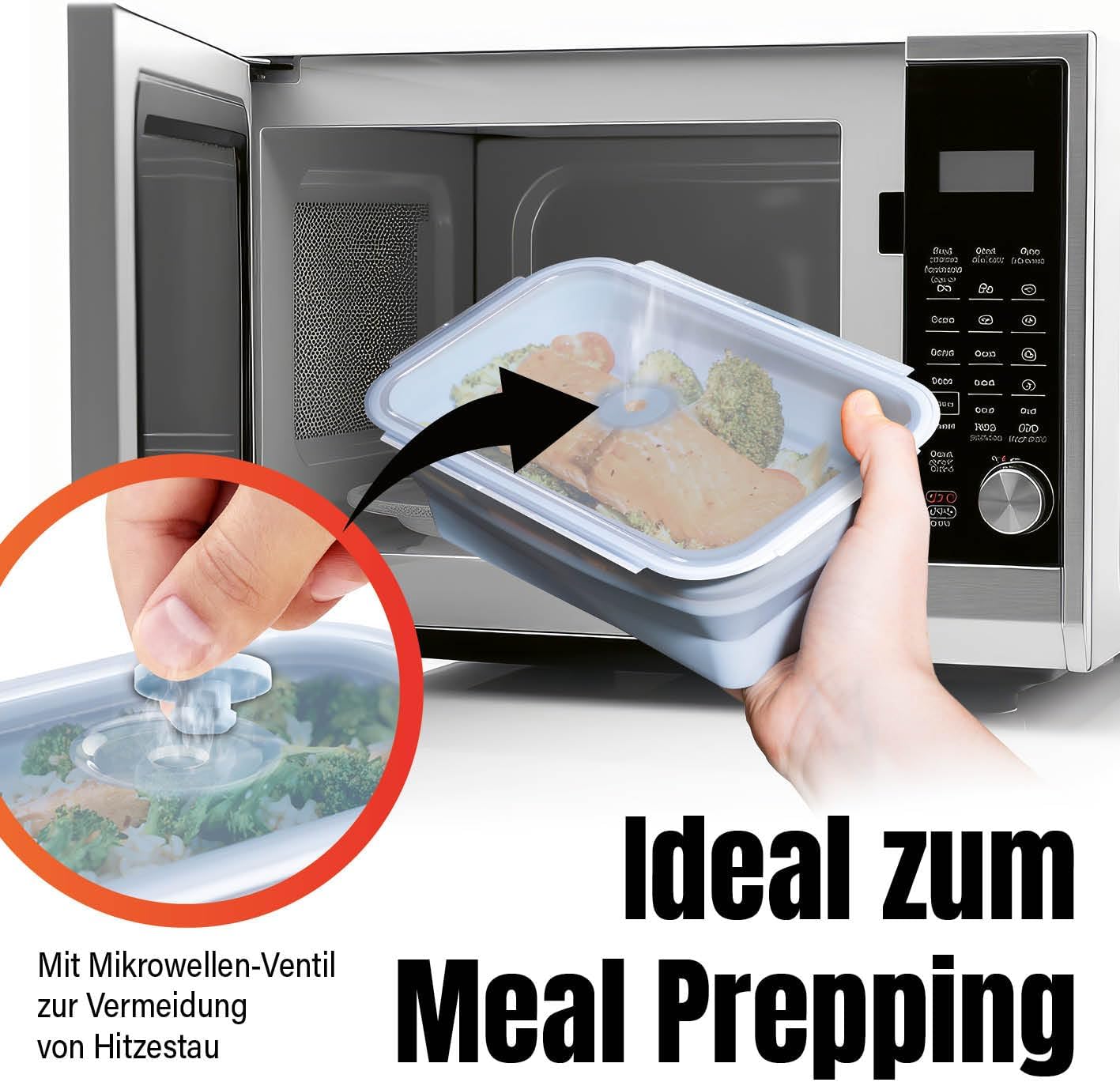 GOURMETmaxx Frischhaltedosen mit Deckel Klick-it 4-Dosen-Set | Zusammenfaltbare Aufbewahrungsboxen für Meal Prep | Luftdichte & auslaufsichere Vorratsdosen mit Deckel | BPA-frei & mikrowellengeeignet — Ansicht 6