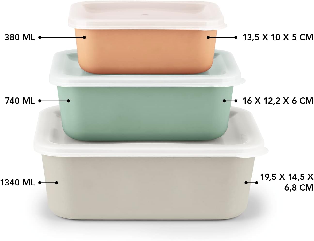 GOURMETmaxx Frischhaltedosen Set aus recyceltem PET | 3 teilliges Vorratsdosen Set (380ml – 740ml – 1340ml) | mikrowellen- und gefrierschrankgeeignet | nachhaltige Aufbewahrungsboxen für Lebensmittel — Ansicht 5