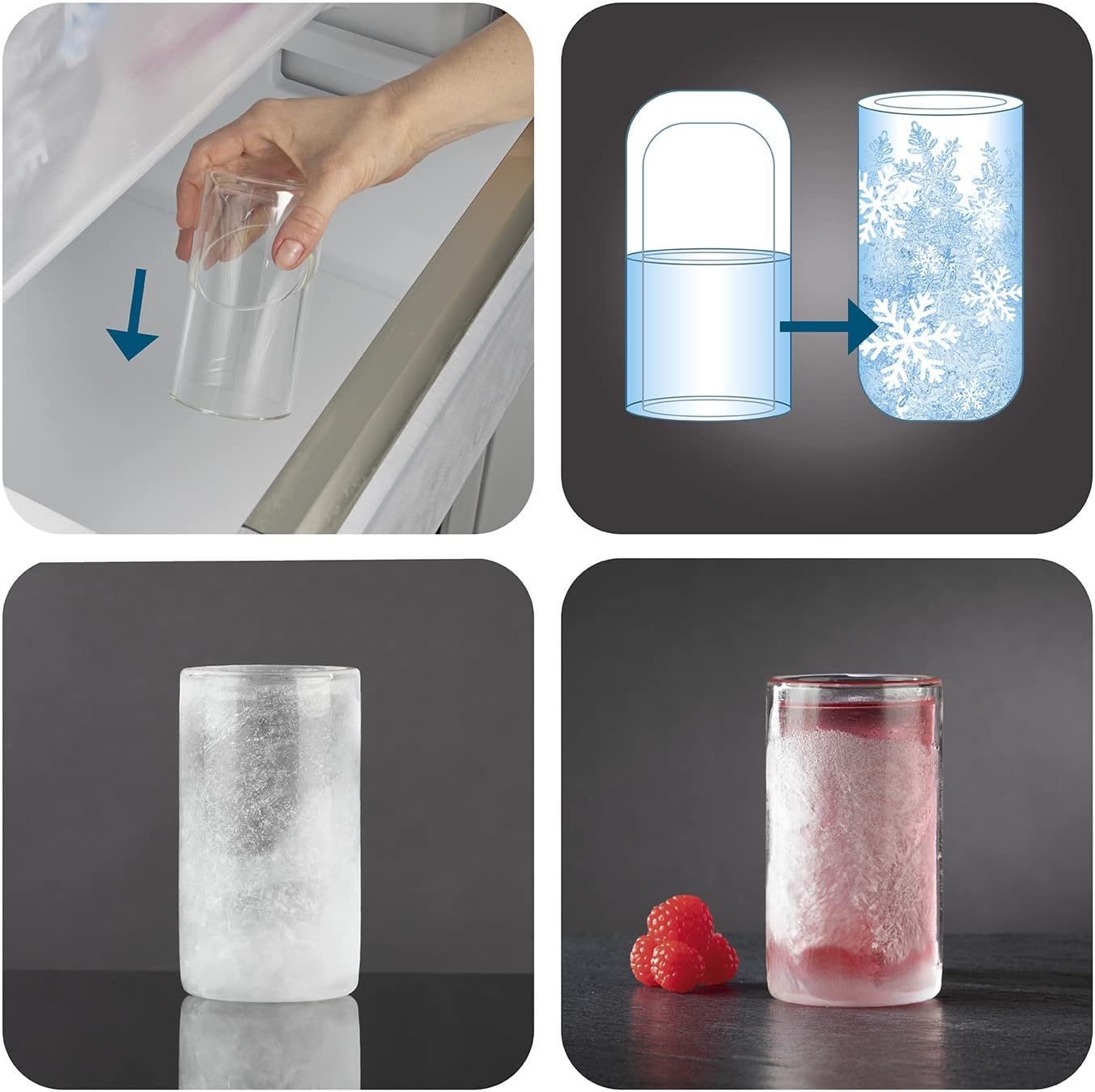 GOURMETmaxx Glas selbstkühlend - 2er-Set je 280 ml | Cooling-Gel im Glasmantel gefriert bei -4 °C | Kalte Getränke in nur 2–3 Min. | Immer wieder verwendbar [Borosilikatglas] — Ansicht 3