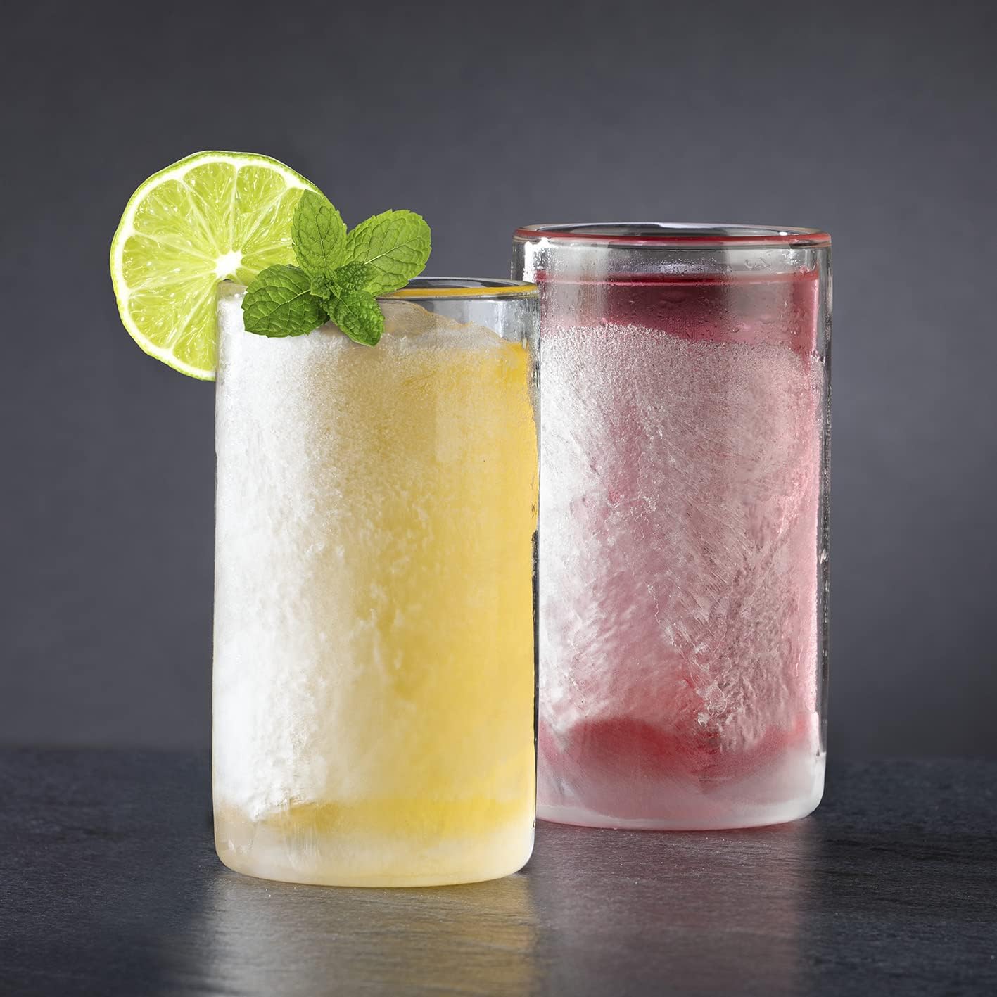GOURMETmaxx Glas selbstkühlend - 2er-Set je 280 ml | Cooling-Gel im Glasmantel gefriert bei -4 °C | Kalte Getränke in nur 2–3 Min. | Immer wieder verwendbar [Borosilikatglas] — Ansicht 4