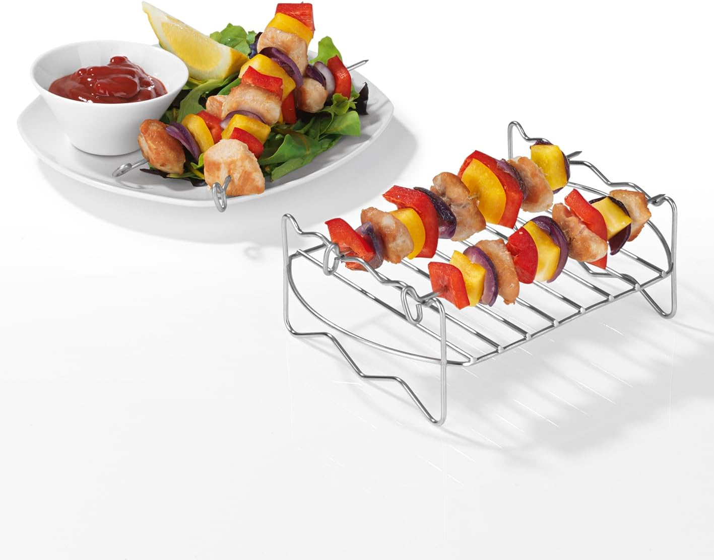 GOURMETmaxx Grillrost aus Edelstahl | Zubehör für die Heißluft-Fritteuse 2,5L | Bratgestell für AirFryer | Ideal für das Braten, Rösten oder Garen |Einfache Reinigung