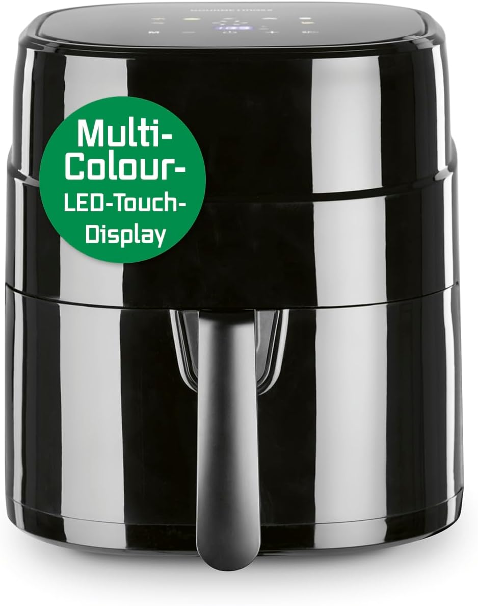 GOURMETmaxx Heißluftfritteuse 4,5L – Airfryer 1400W mit digitalem Farbdisplay, Timer, automatischer Abschaltung & Überhitzungsschutz, spülmaschinenfestes Zubehör, fettfrei frittieren – Schwarz