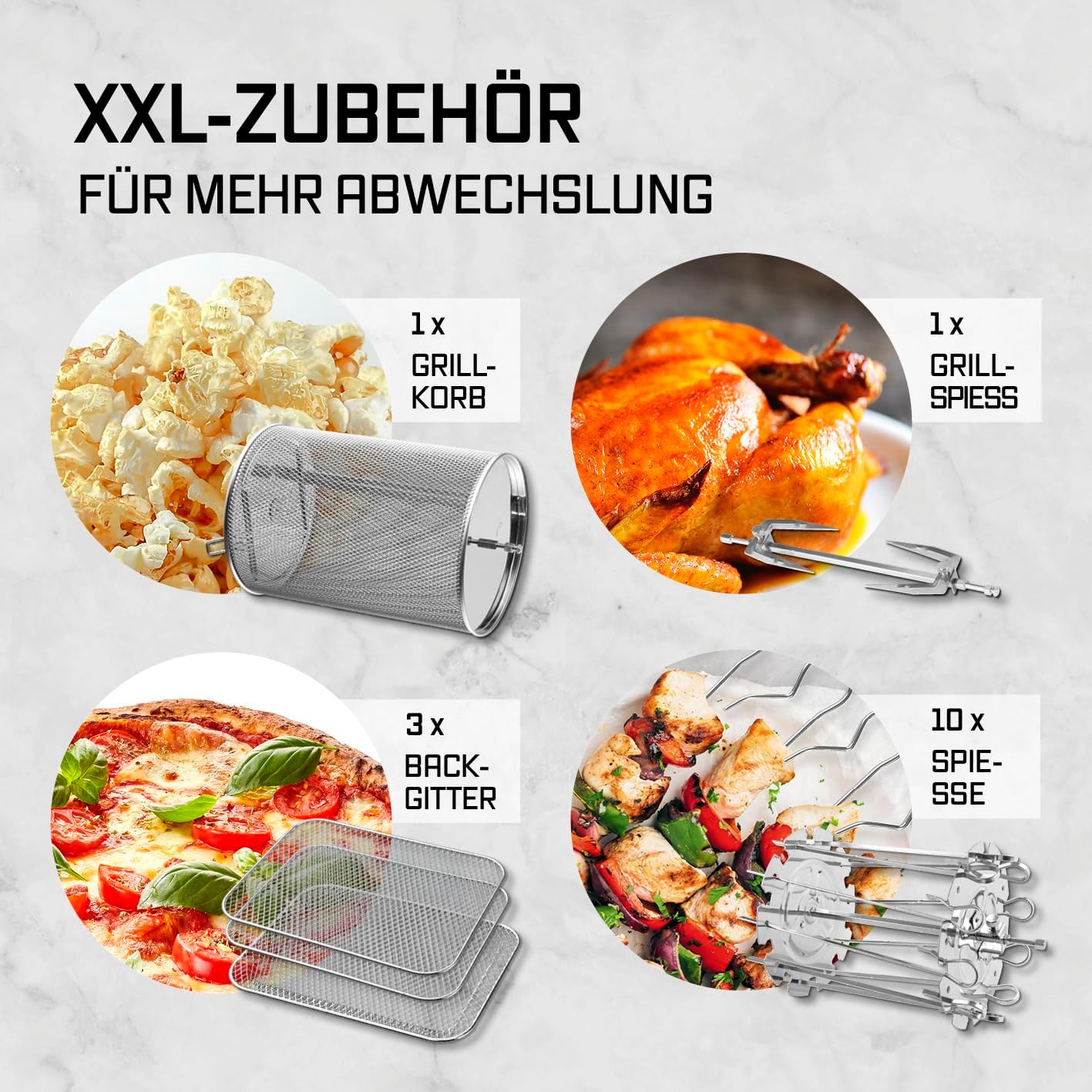 GOURMETmaxx Heißluftofen mit Panoramadach & Frontfenster 12,5 L | Heißluftfritteuse mit 9 Funktionen | Airfryer, Fritteuse & Minibackofen in 1 | für max. 8 Personen | Heißluftfritteuse mit Farb-Icons — Ansicht 4