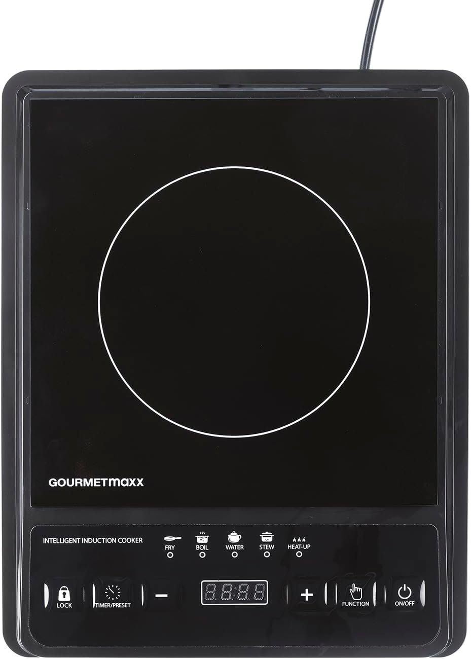 GOURMETmaxx Induktionskochfeld 1 Platte | Mobile Induktionskochplatte mit 5 Heizstufen, 80–240 °C & Timer | Kompakte Kochplatte mit Digitaldisplay, Kindersicherung & 3h Timer | Ideal für Camping, Büro — Ansicht 4