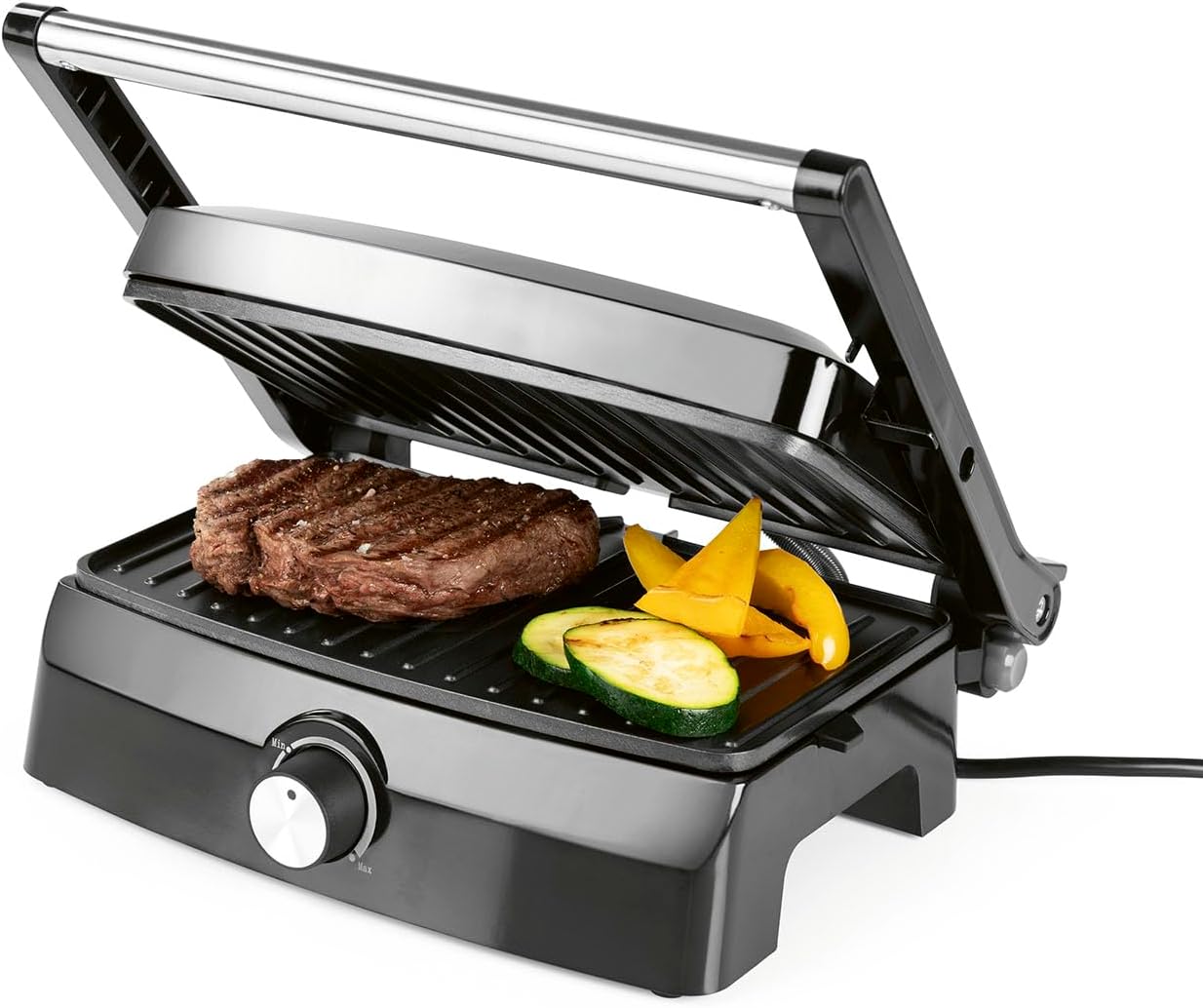 GOURMETmaxx Kontaktgrill mit Antihaftbeschichtung, 1000 Watt, stufenlos einstellbar, Cool-Touch-Griff