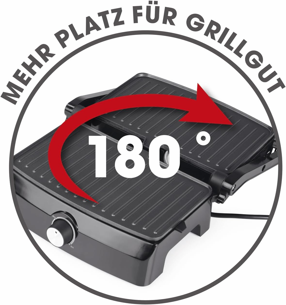 GOURMETmaxx Kontaktgrill mit Antihaftbeschichtung, 1000 Watt, stufenlos einstellbar, Cool-Touch-Griff — Ansicht 5