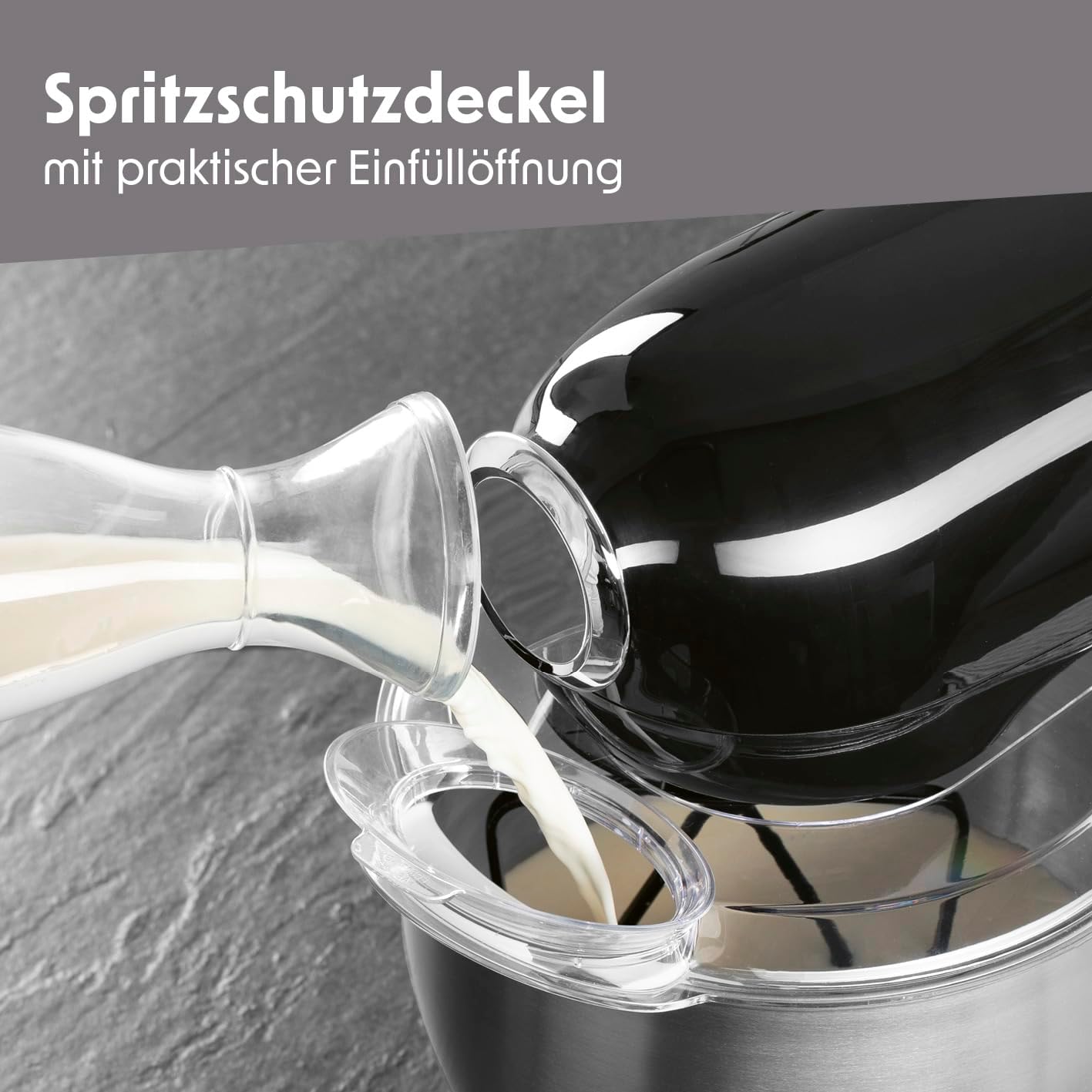 GOURMETmaxx Küchenmaschine & Rührgerät | Multifunktionale Küchenhilfe inkl. Rührschüssel und Aufsätze | Leistungsstarker Mixer mit Schneebesen und mehr | Elektrische Knetmaschine [schwarz] — Ansicht 3