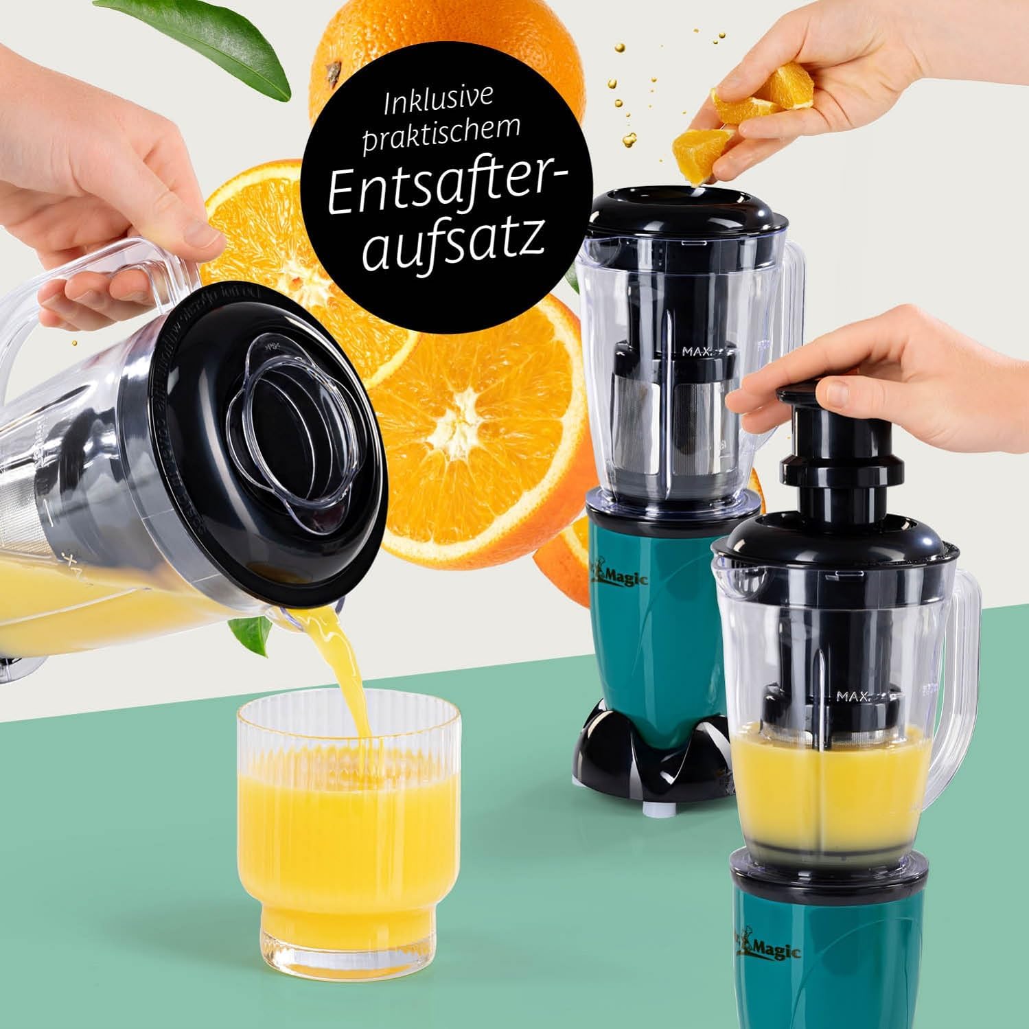 GOURMETmaxx Mr. Magic Mixer | Smoothie Maker mit XXL-Zubehörpaket | Standmixer 18-tlg. | Blender mit auslaufsicheren Frischhaltedeckeln | Food Processor für Shakes, Smoothies etc. — Ansicht 4