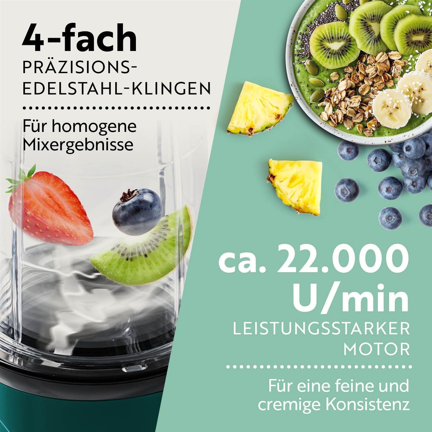 GOURMETmaxx Mr. Magic Mixer | Smoothie Maker mit XXL-Zubehörpaket | Standmixer 18-tlg. | Blender mit auslaufsicheren Frischhaltedeckeln | Food Processor für Shakes, Smoothies etc. — Ansicht 5