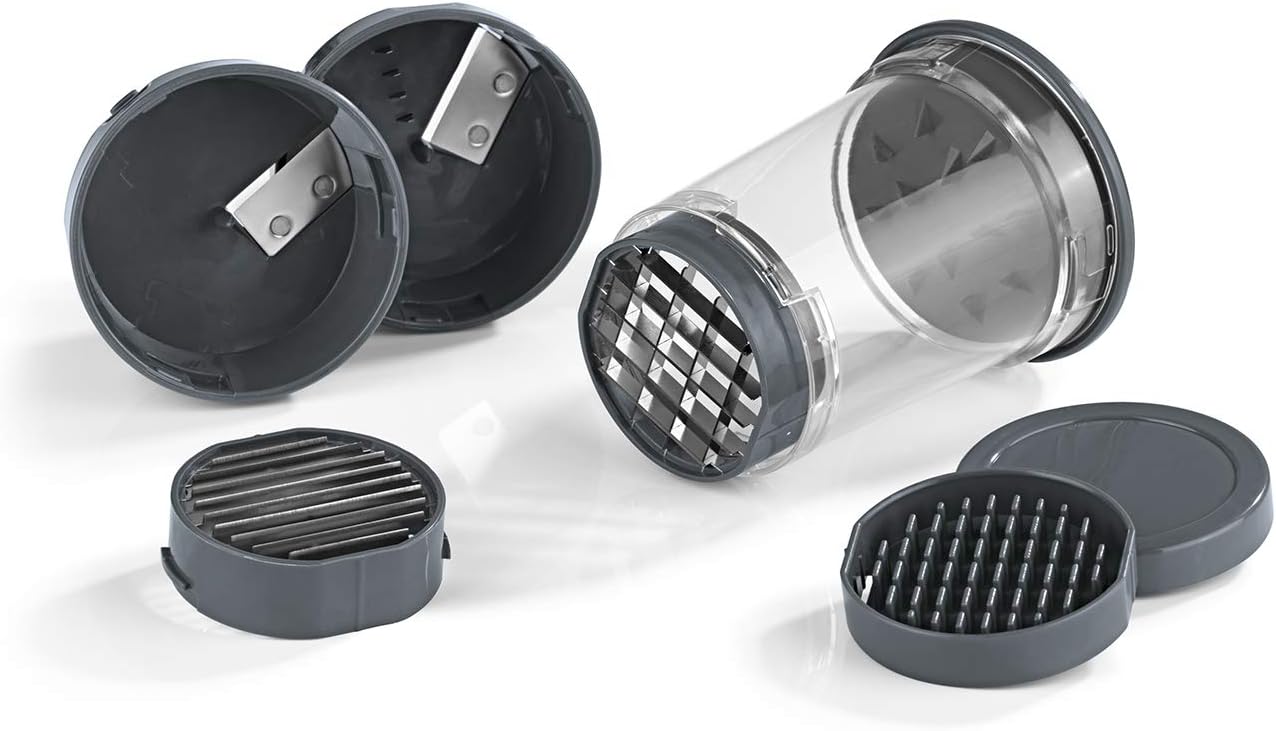 GOURMETmaxx Multi-Schneider | 4in1 8-TLG. | Obst- und Gemüseschneider | Spiralschneider | Würfelschneider | Zerkleinerer | mit Aufbewahrungsbehälter