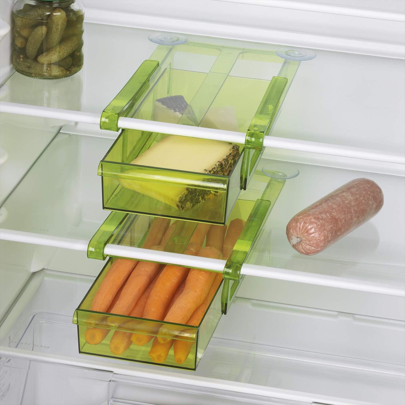 GOURMETmaxx Neu in XXL Klemm-Schublade für Kühlschrank 2er-Set 31cm