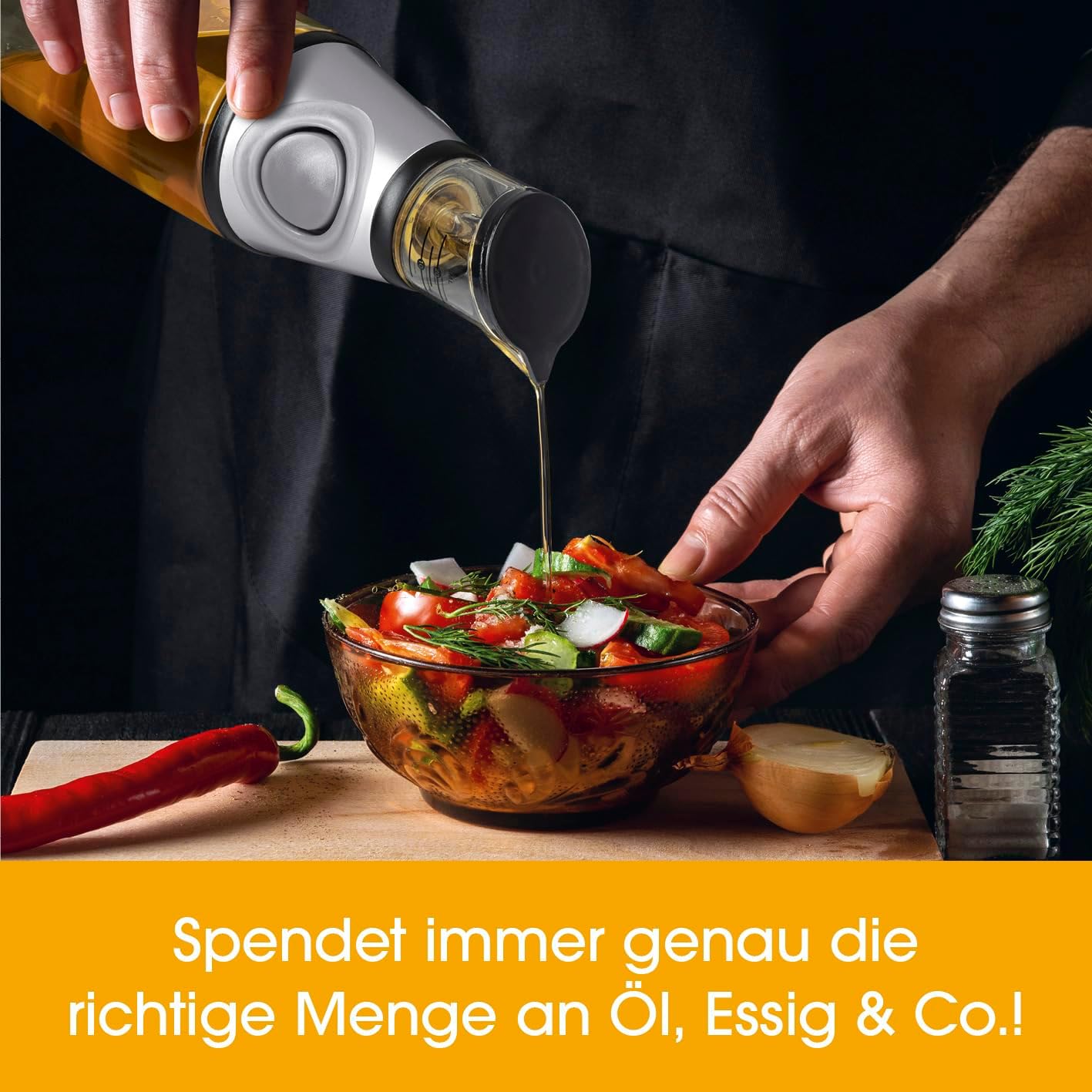 GOURMETmaxx Ölspender mit Dosierhilfe | Glasflasche mit Messskala in ml, EL & TL | Exakte Dosierung von Öl, Essig & mehr | Hygienisch, auslaufsicher & wiederverwendbar | Für Küche, Grill & Outdoor — Ansicht 3