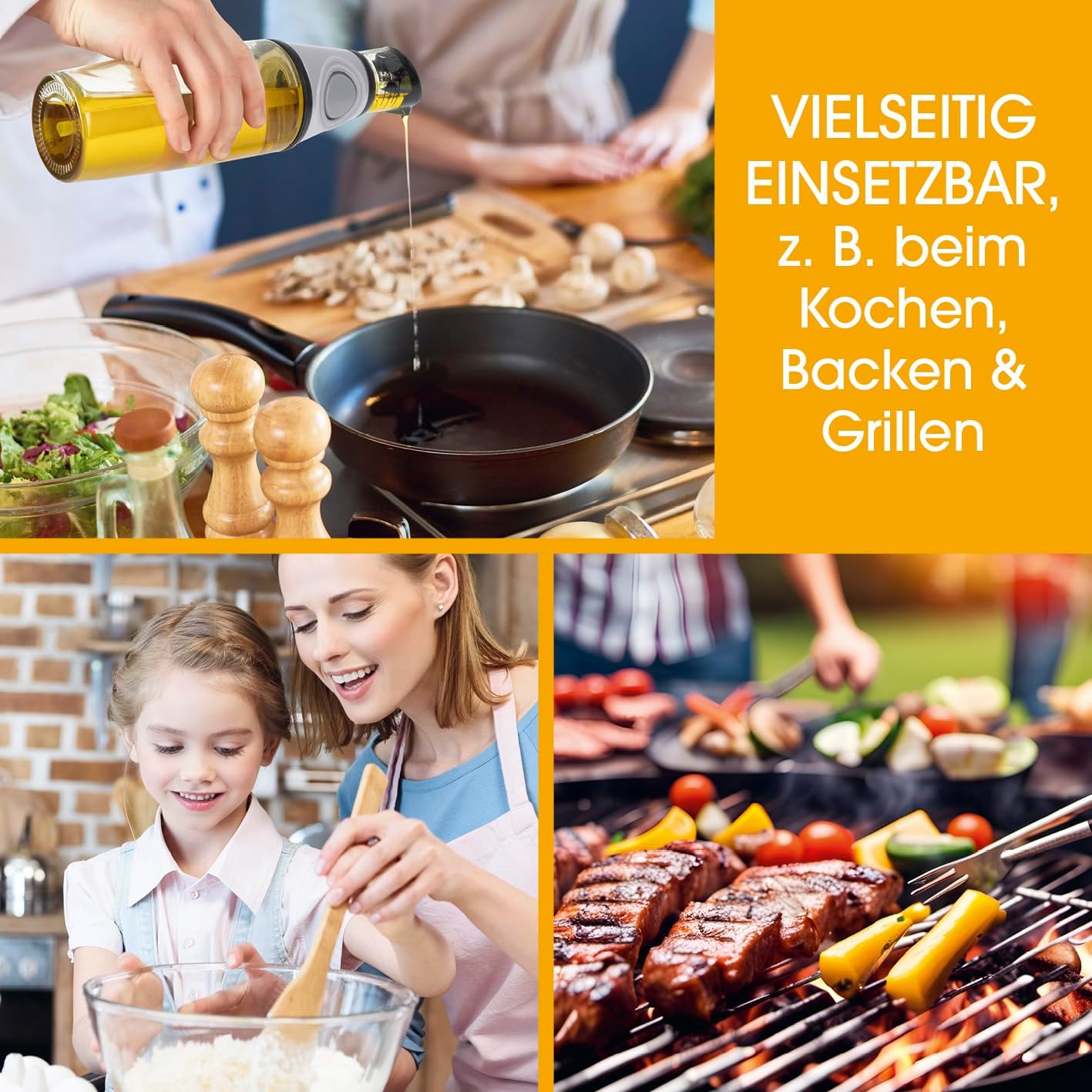 GOURMETmaxx Ölspender mit Dosierhilfe | Glasflasche mit Messskala in ml, EL & TL | Exakte Dosierung von Öl, Essig & mehr | Hygienisch, auslaufsicher & wiederverwendbar | Für Küche, Grill & Outdoor — Ansicht 4