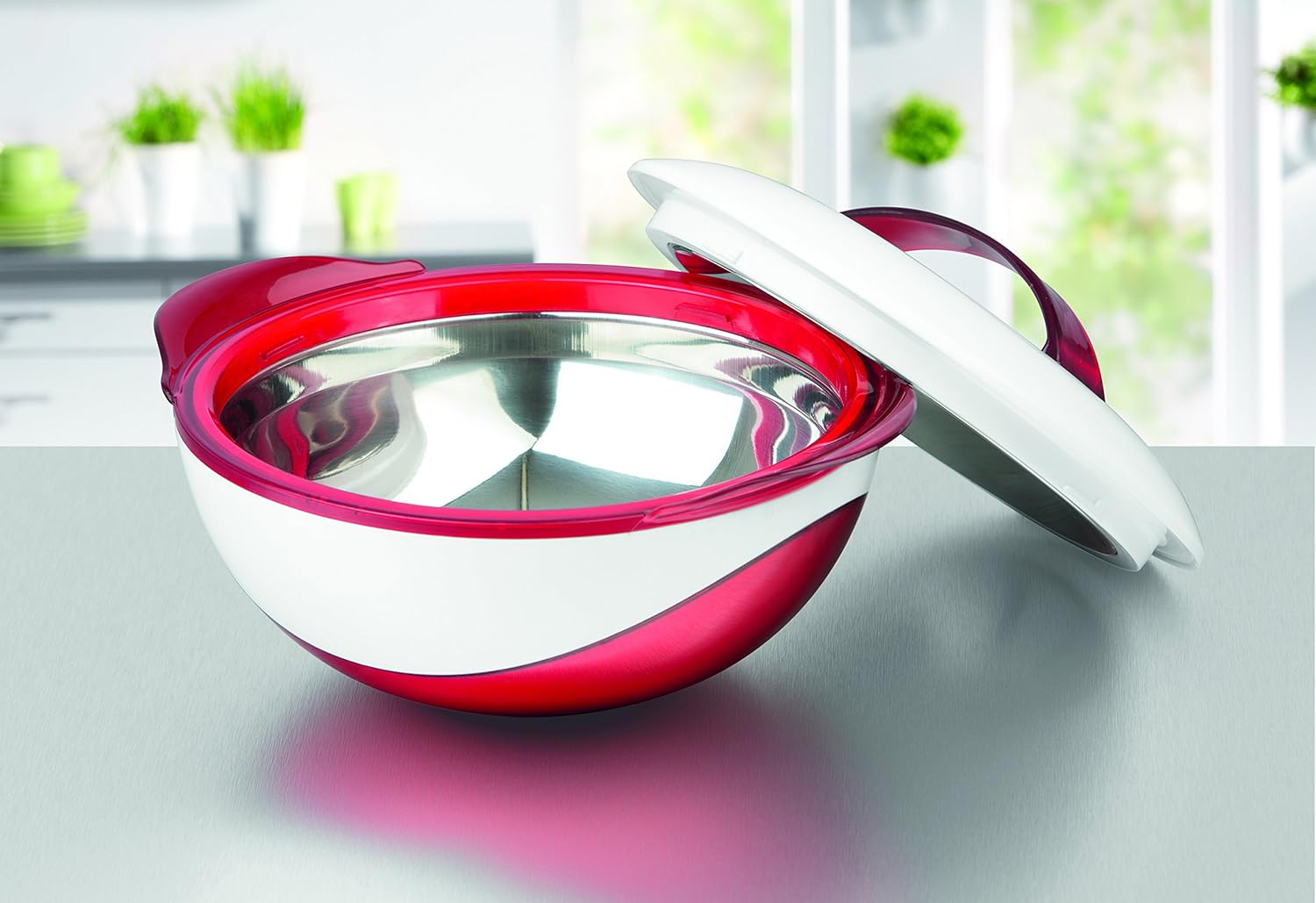 GOURMETmaxx, Plastik Edelstahl, rot/weiß, 21x11x20 cm — Ansicht 2