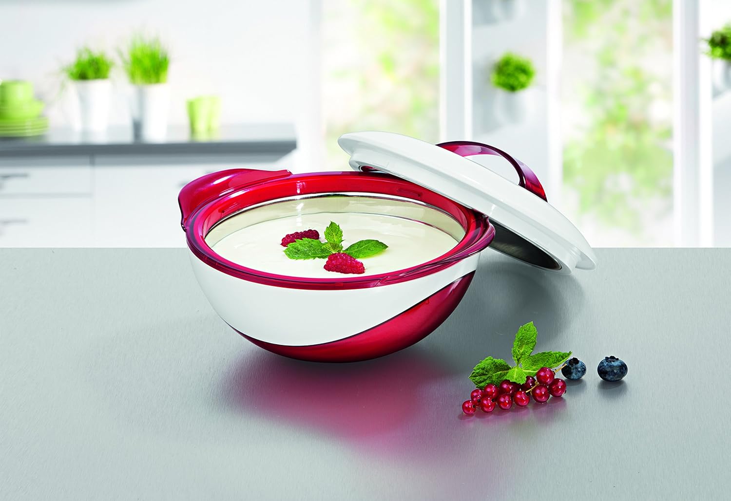 GOURMETmaxx, Plastik Edelstahl, rot/weiß, 21x11x20 cm — Ansicht 4