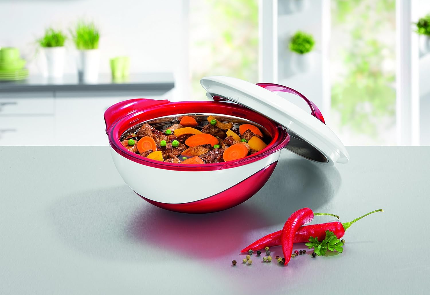 GOURMETmaxx, Plastik Edelstahl, rot/weiß, 21x11x20 cm — Ansicht 6