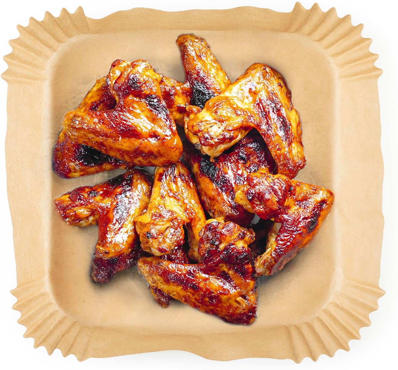 GOURMETmaxx quadratisches Backpapier für Heißluftfritteuse 5 bis 8 Liter | Backpapierschalen antihaftbeschichtet & ölbeständig | Airfryer Backpapier – flexible Form | 100 Stück – 23 x 23 x 4,5 cm — Ansicht 5