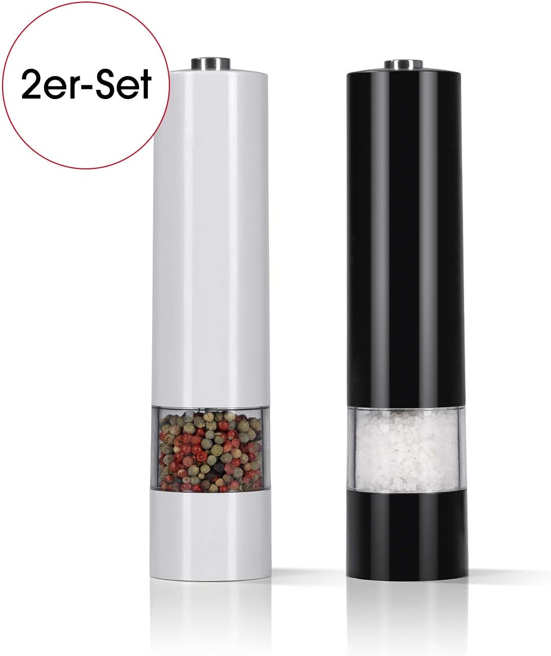 GOURMETmaxx Salz- & Pfeffermühle 2-TLG. Mit Keramikmahlwerk und LED Beleuchtung - 6V Extra starker batteriebetriebener Motor — Ansicht 4