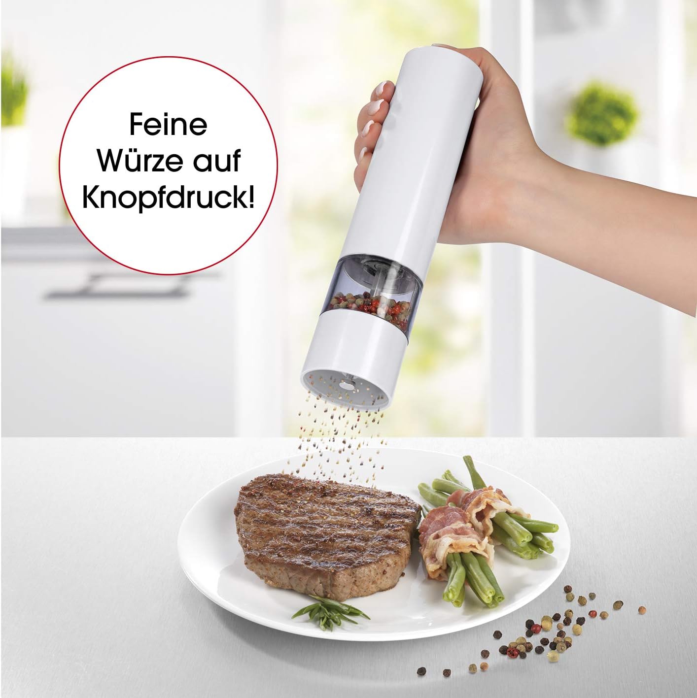 GOURMETmaxx Salz- & Pfeffermühle 2-TLG. Mit Keramikmahlwerk und LED Beleuchtung - 6V Extra starker batteriebetriebener Motor — Ansicht 6