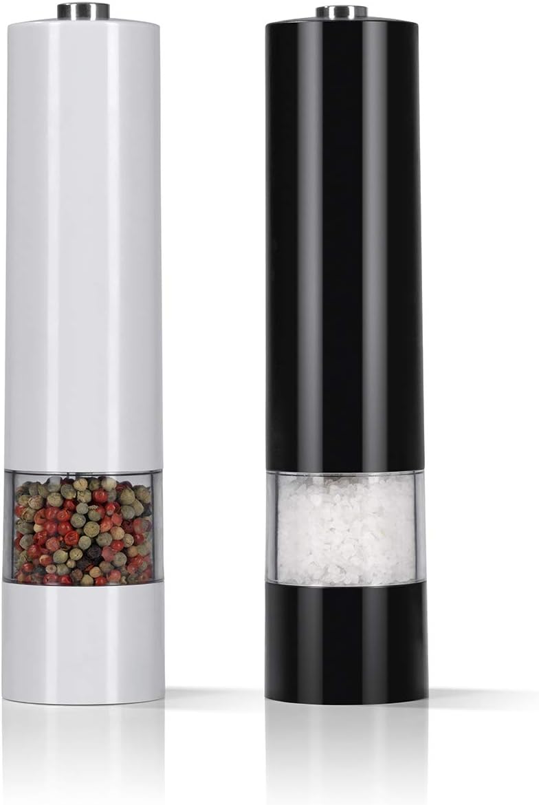 GOURMETmaxx Salz- & Pfeffermühle 2-TLG. Mit Keramikmahlwerk und LED Beleuchtung - 6V Extra starker batteriebetriebener Motor