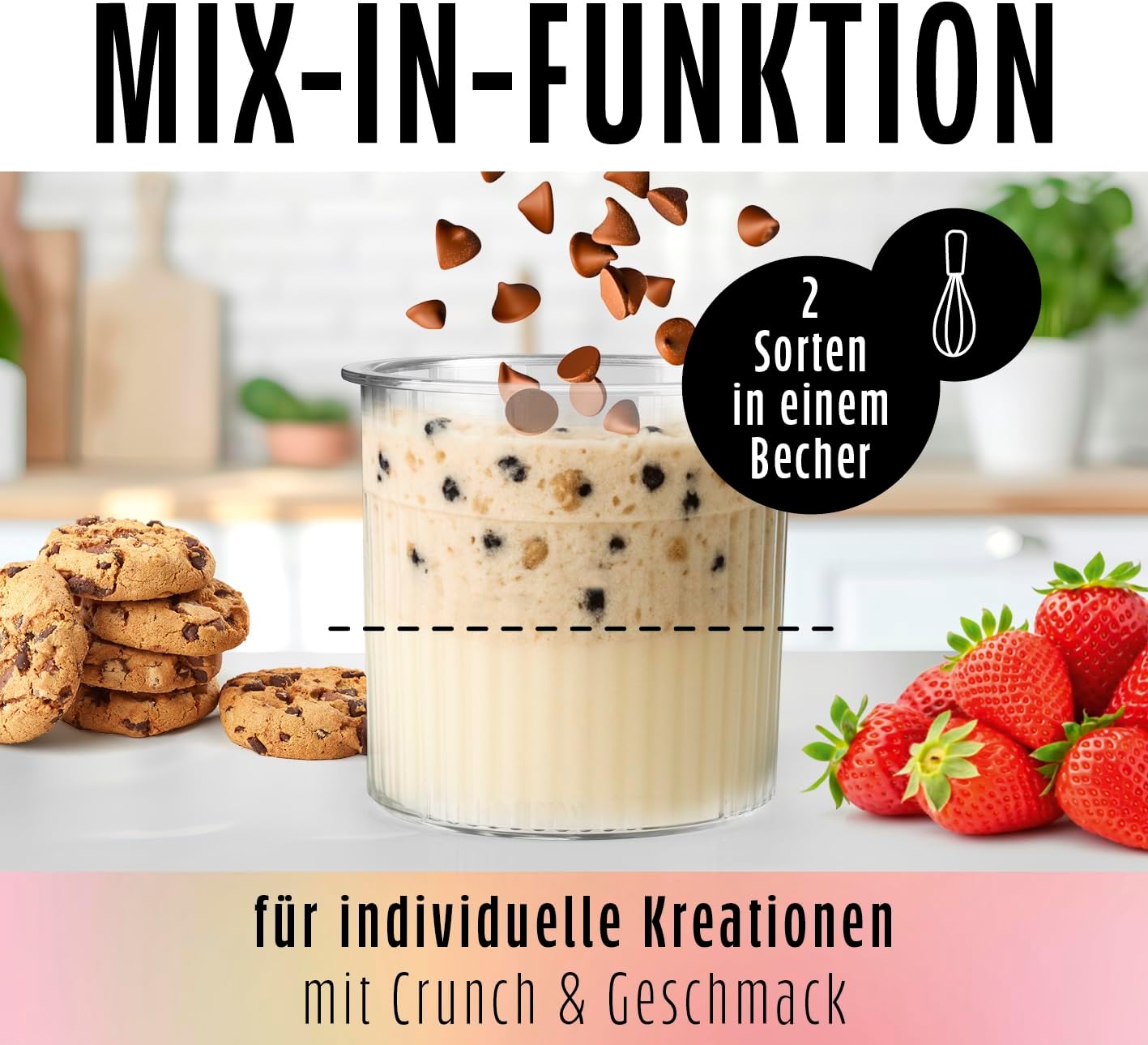 GOURMETmaxx SmoothUp Eismaschine 800 Watt | Eismaschine 10 Programme inkl. Mix-in-Funktion | Eiscreme-Maschine – Slushies & Eiscreme selber machen | Speiseeisbereiter LED Display – 2 Becher inklusive — Ansicht 4
