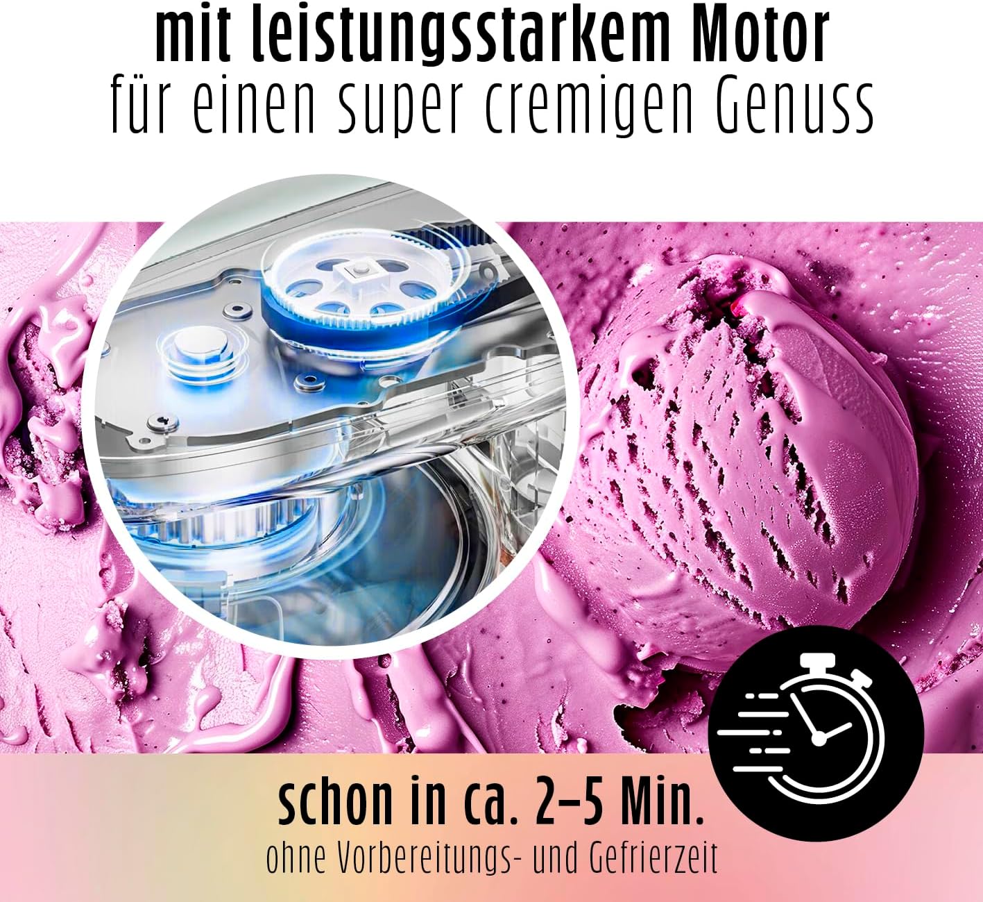 GOURMETmaxx SmoothUp Eismaschine 800 Watt | Eismaschine 10 Programme inkl. Mix-in-Funktion | Eiscreme-Maschine – Slushies & Eiscreme selber machen | Speiseeisbereiter LED Display – 2 Becher inklusive — Ansicht 6