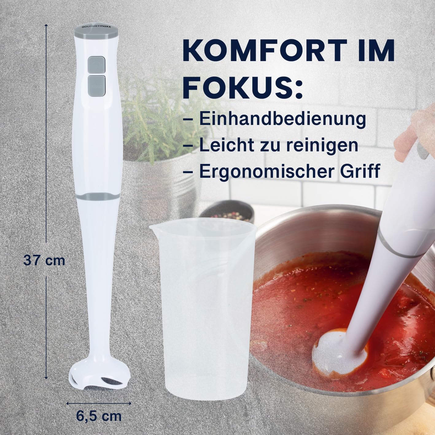 GOURMETmaxx Standmixer & Smoothie Maker - mit stabilen Edelstahlklingen | Elektrischer Blender mit 700 ml Mixbehälter & abnehmbaren Mixaufsatz | Kompaktes Design mit rutschfesten Handgriffen [400 W] — Ansicht 5