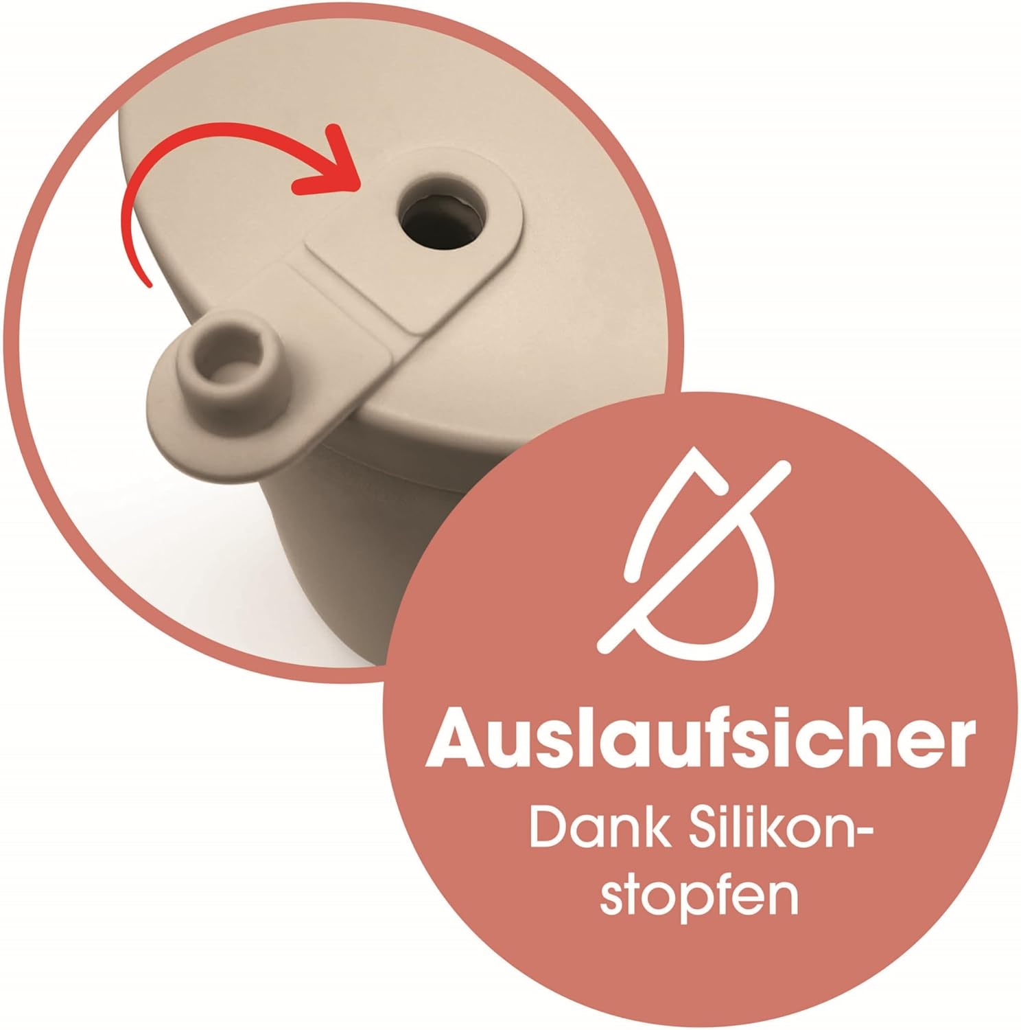 GOURMETmaxx Thermobecher mit Strohhalm & Henkel | 1,2 L Kaffebecher To Go | Isolierbecher mit 2in1 Deckel | Auslaufsicherer Cup, Beige — Ansicht 5